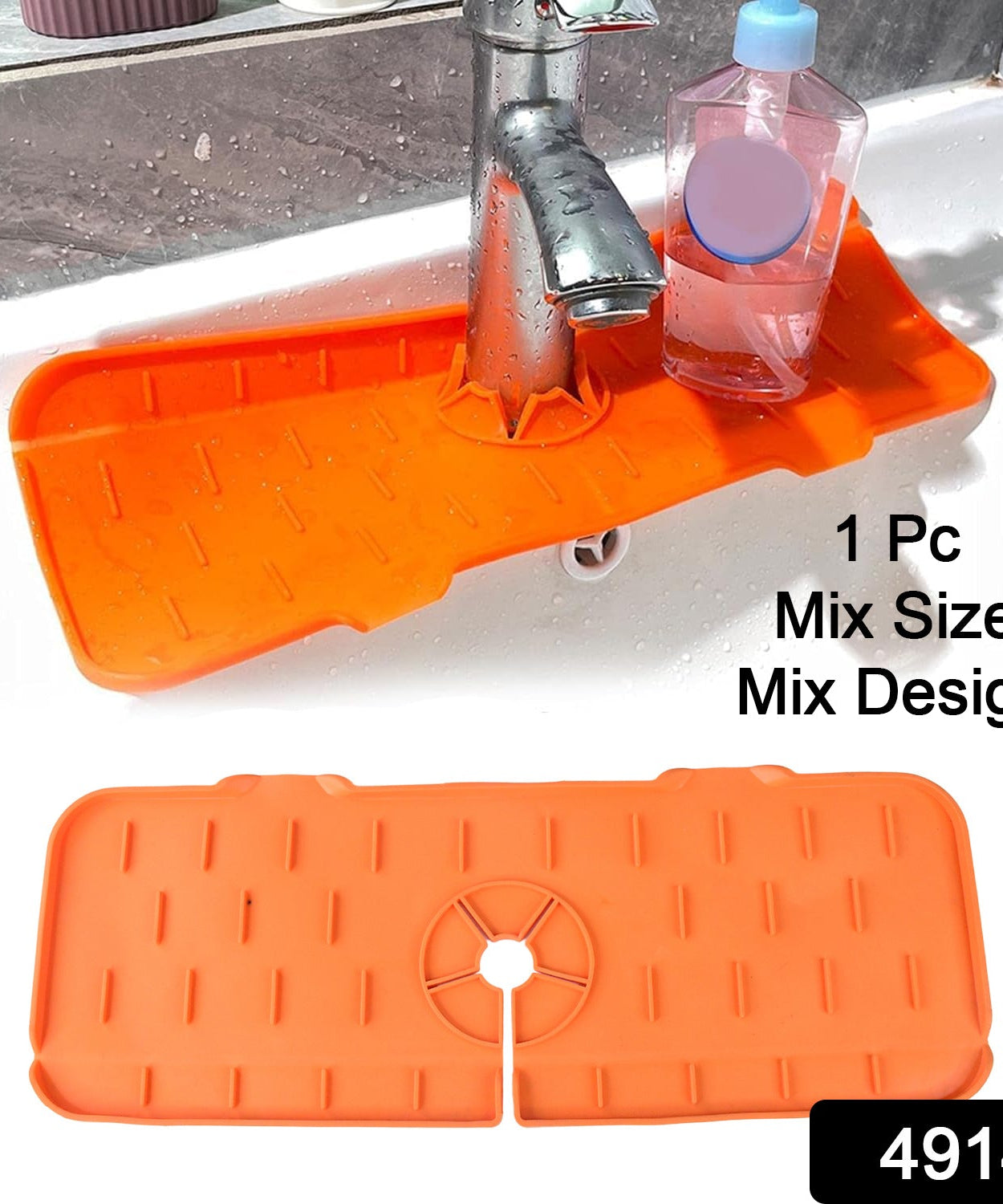 Silicone Faucet Splash Guard Pad for Kitchen & Bathroom Sink (1 Pc / Mix Design & Size)