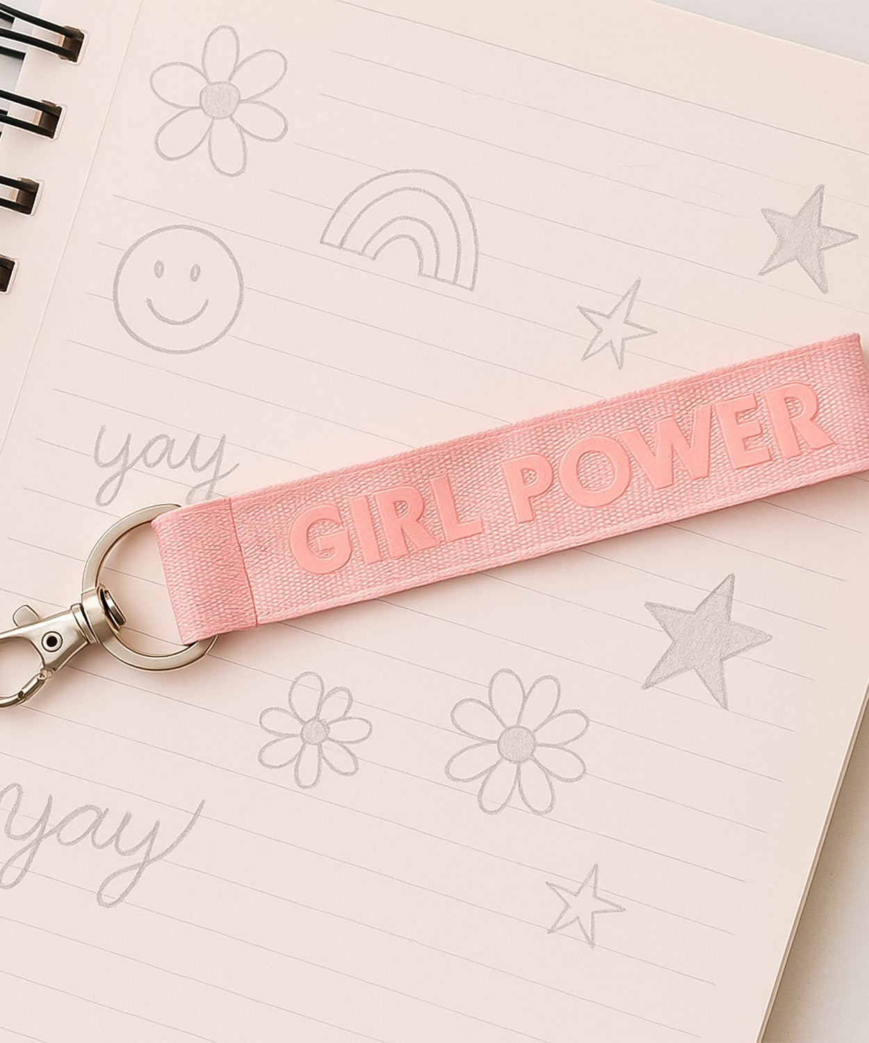 Fashion Keyring with Pink GIRL POWER Strap