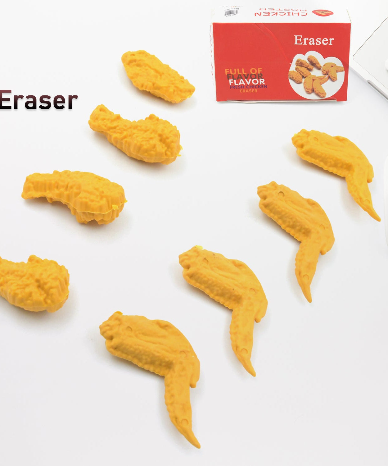 Cute Chicken Wing & Leg Erasers for Kids & Students (8 Pc Set)