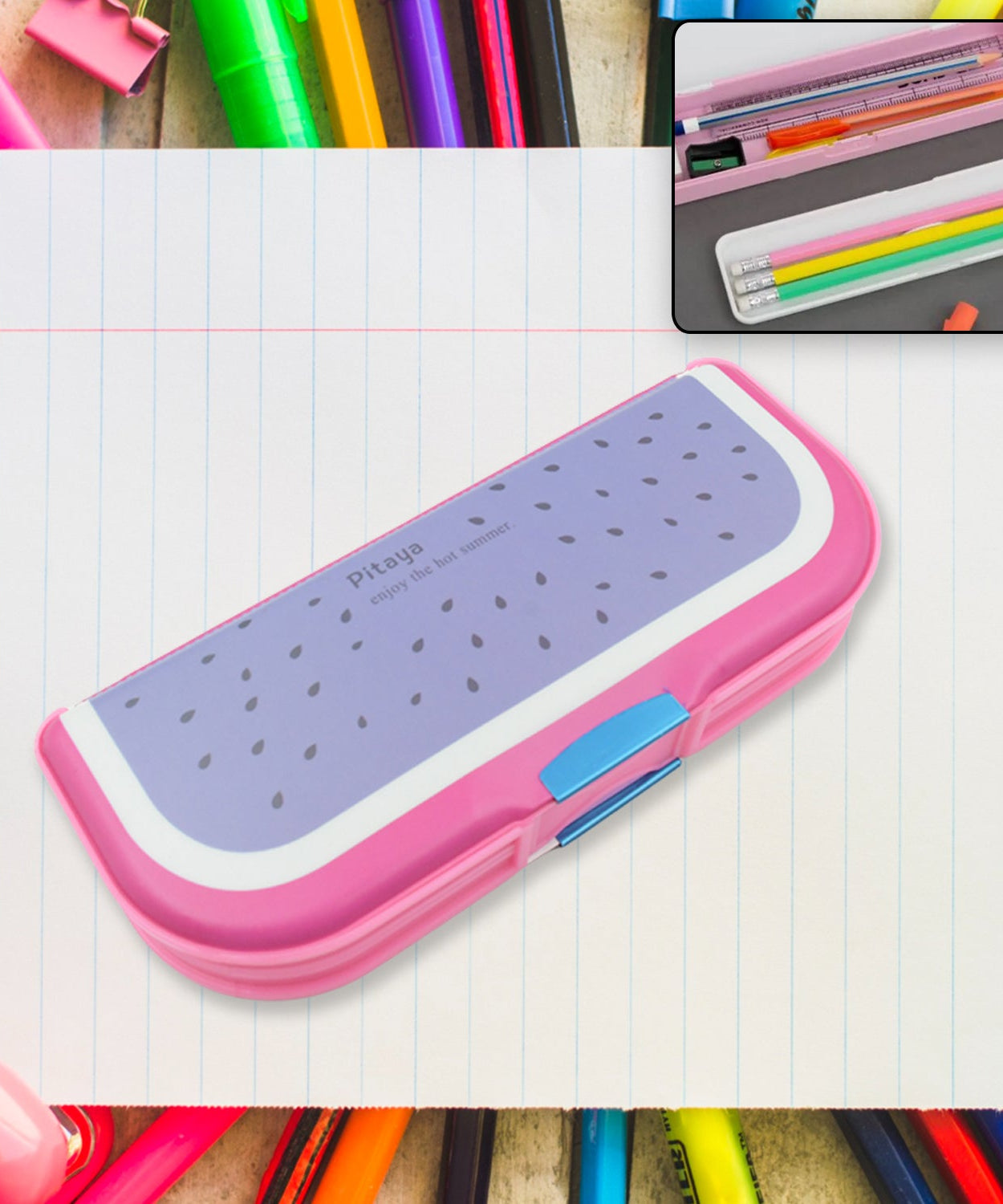 Cartoon pencil box with two compartments for kids