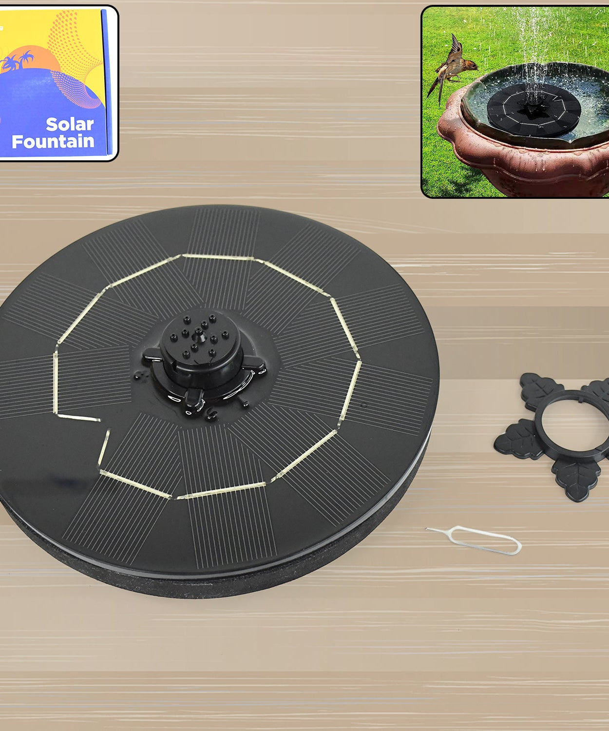 Fast Fountain by Pocket Hose - Solar-Powered - Instantly Adds a Water Feature Virtually Anywhere - 5 Spray Modes - No Installation or Batteries Required - Great for Bird Baths, Pools, Pond & More (1 Pc)