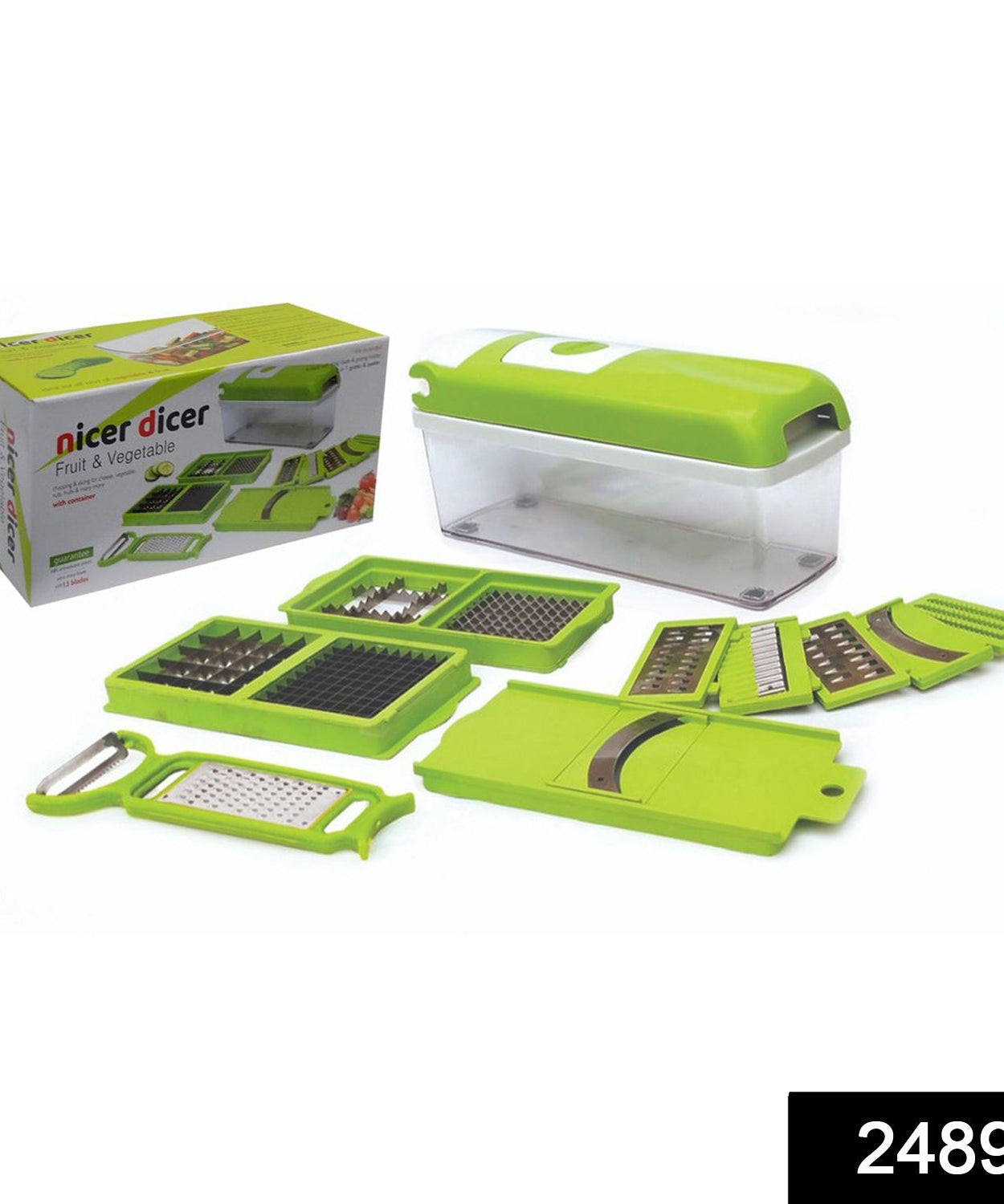 Multi-function plastic grater and chipser with 13 attachments