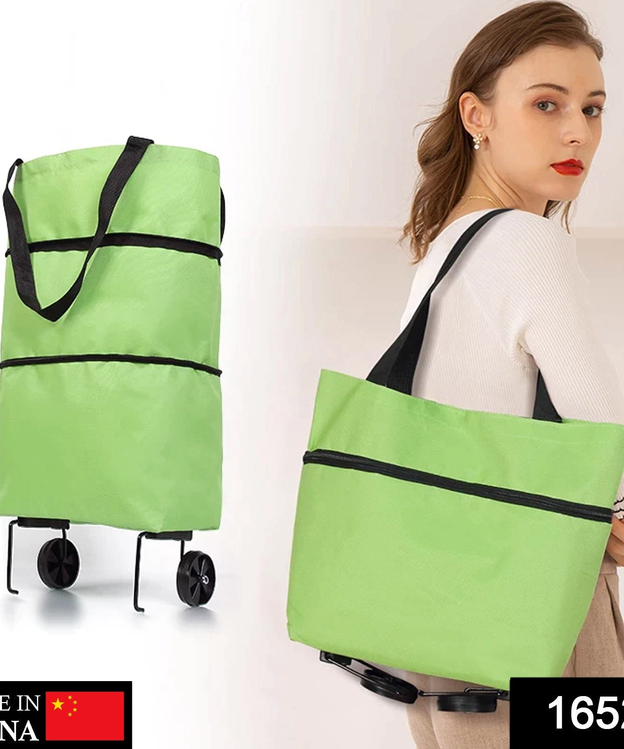 Travel trolley shopping bag, foldable cart bag for luggage.
