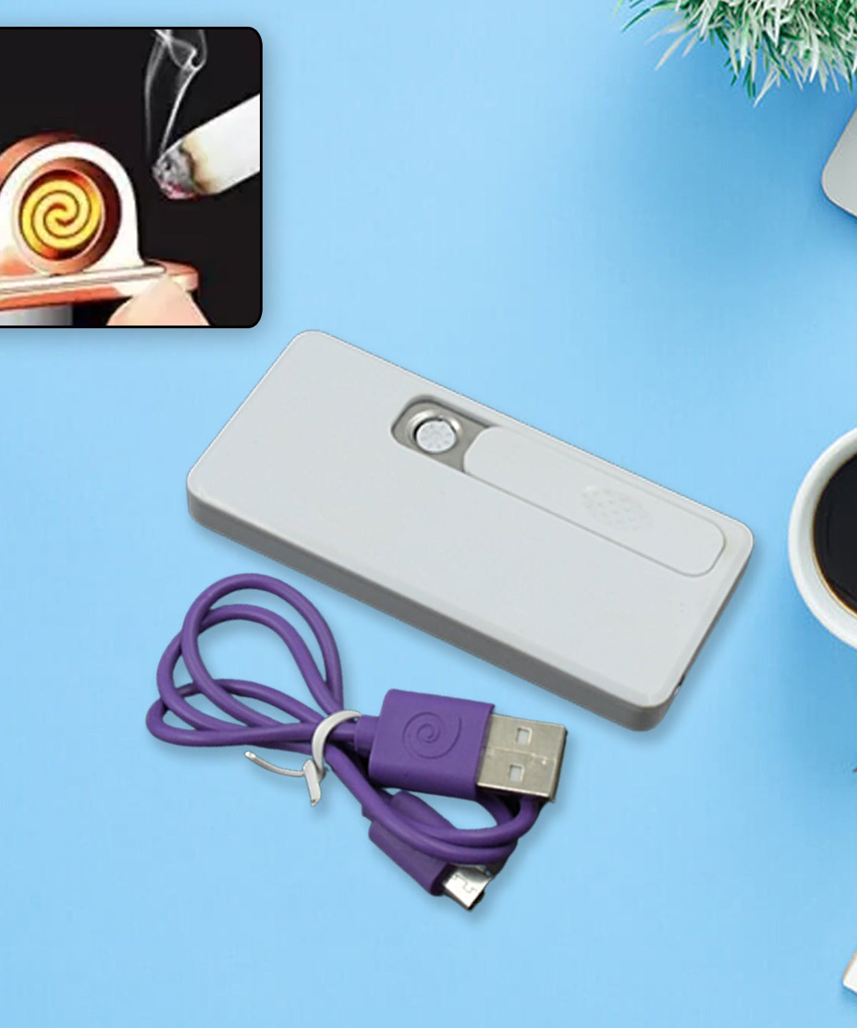 Stylish Electric USB Lighter for Men & Women (Rechargeable, Windproof)