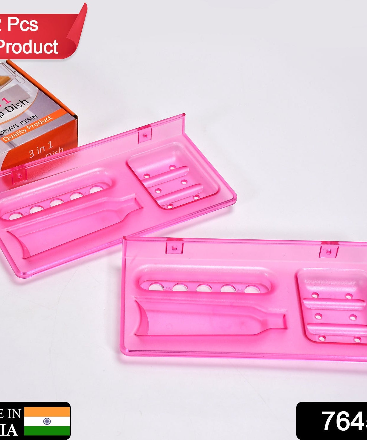 Glass soap dish set, 3-in-1 design for bathroom