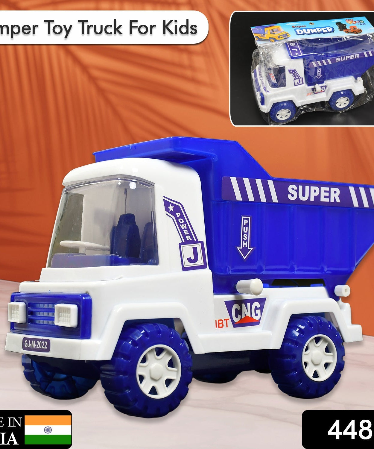 Durable plastic toy truck with friction power