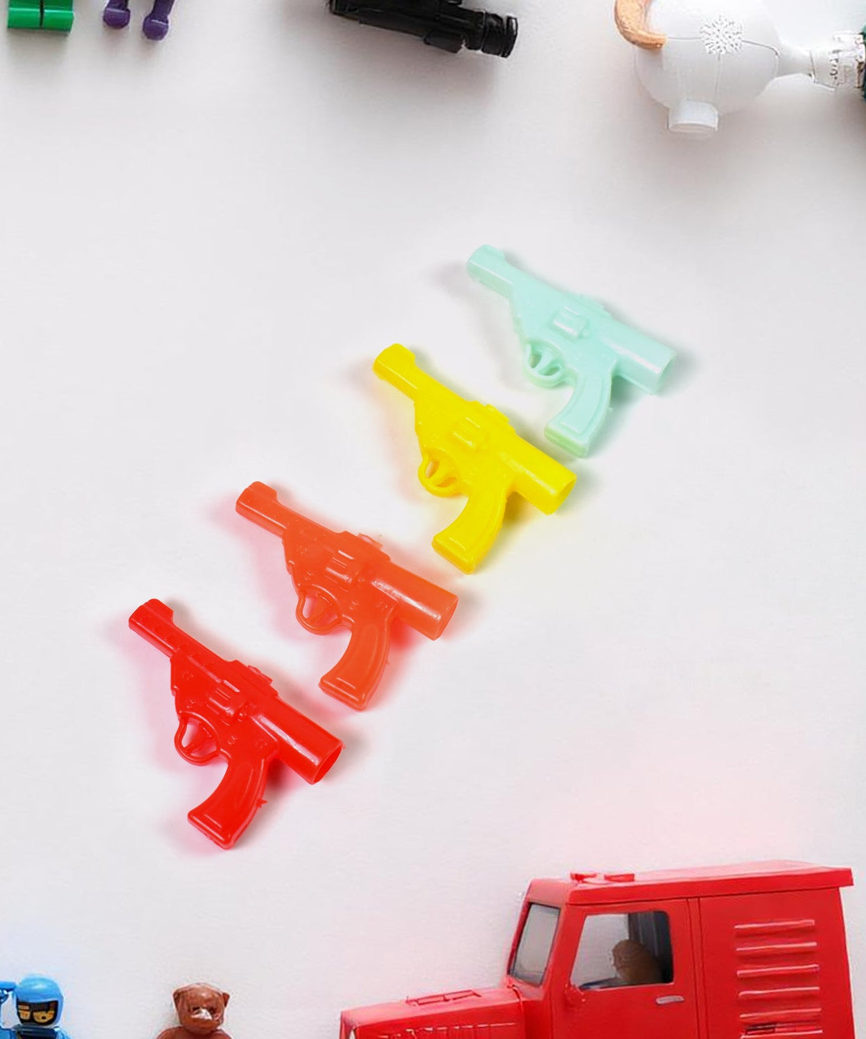 Gun Shape Pencil Top For Kids Office, Small Gun Toy (1 Pc / Mix Colour & Design)