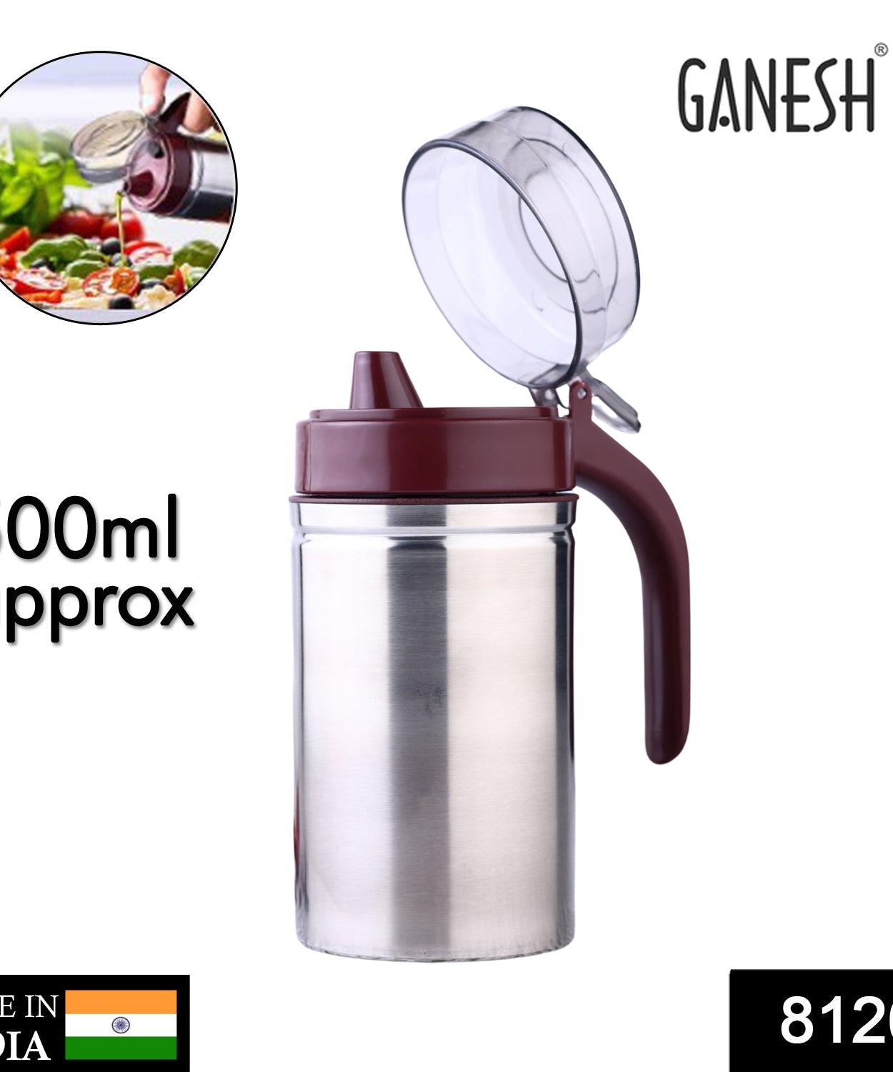 500ml stainless steel oil container with nozzle