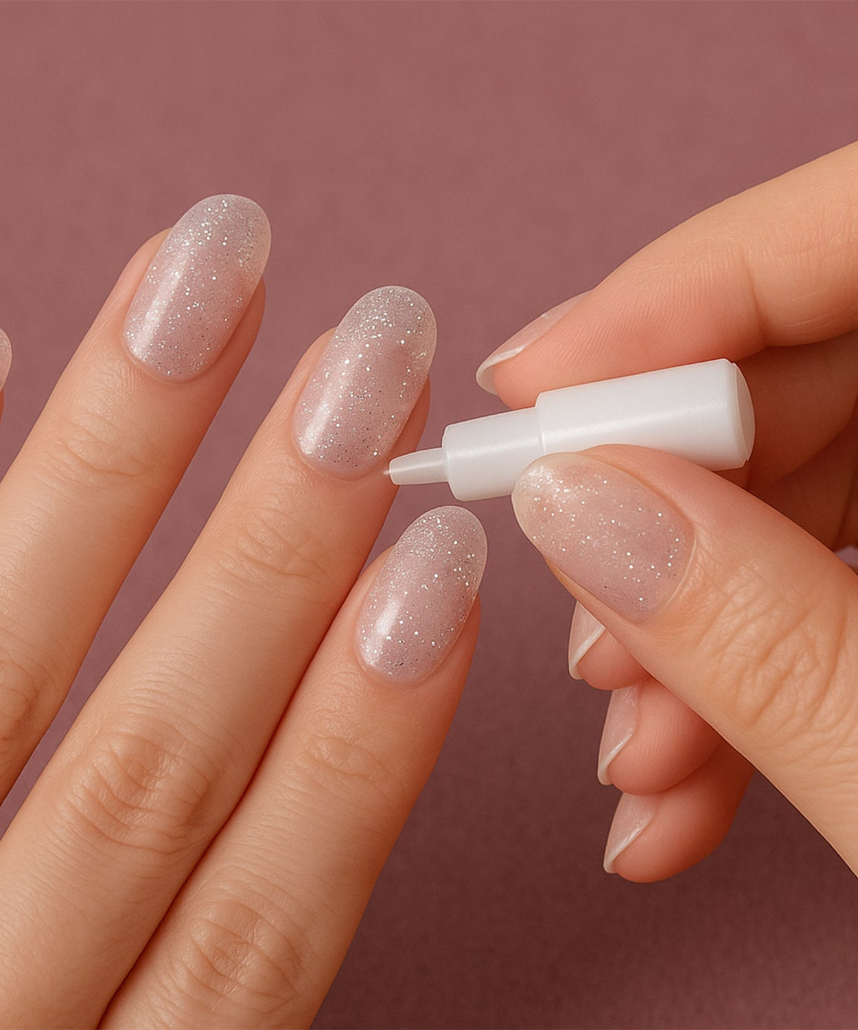 Premium Glitter 3D Floral Press-On Artificial Nail Tips with Nail Glue (1 Set)