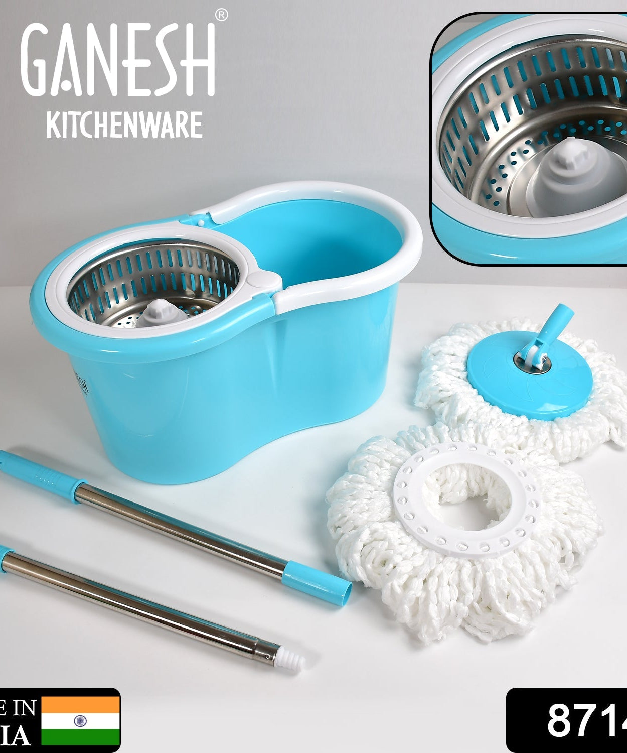 Self-wringing bucket mop set.