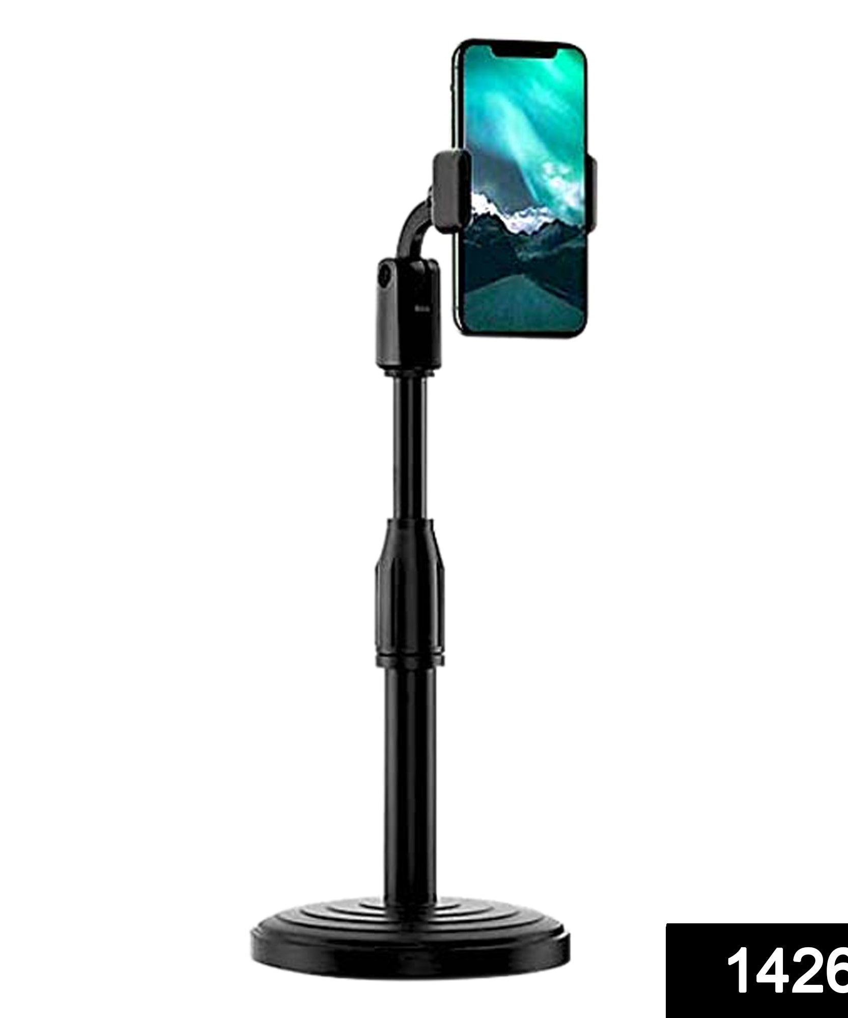 Adjustable phone stand for desktop use, mobile stand for table, convenient and sturdy.