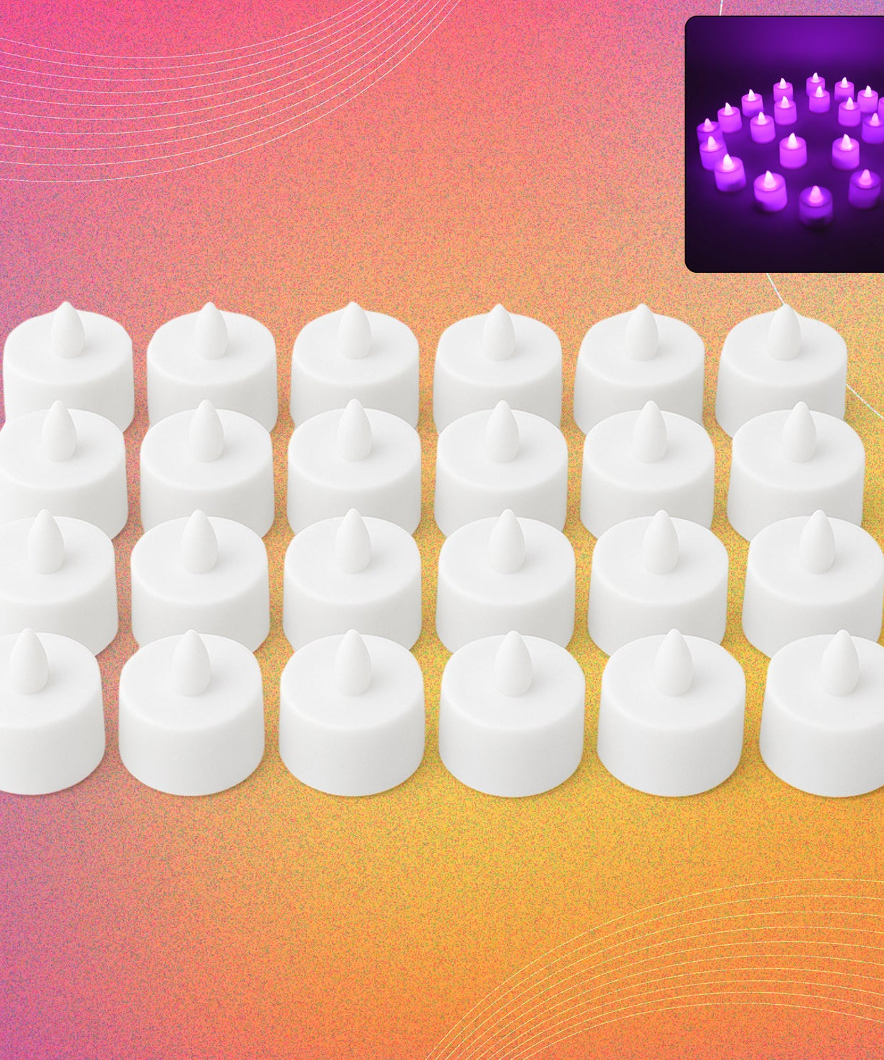 Flameless LED Tealights, Smokeless Plastic Decorative Candles - Led Tea Light Candle For Home Decoration, Diwali (Pack Of 24)