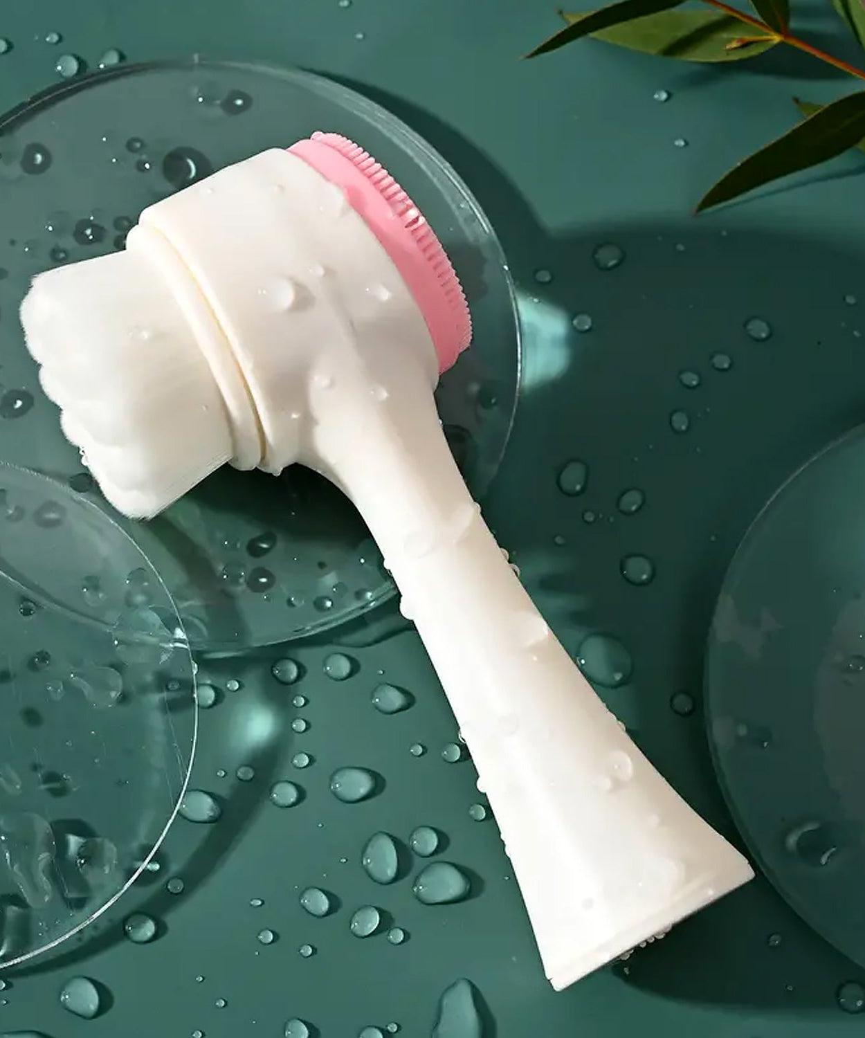 2 in 1 Facial Brush Cleansing | Manual Face Scrubber | Silicone Double-Sided Face Wash Brush for Sensitive, Delicate, Dry Skin (1 Pc)