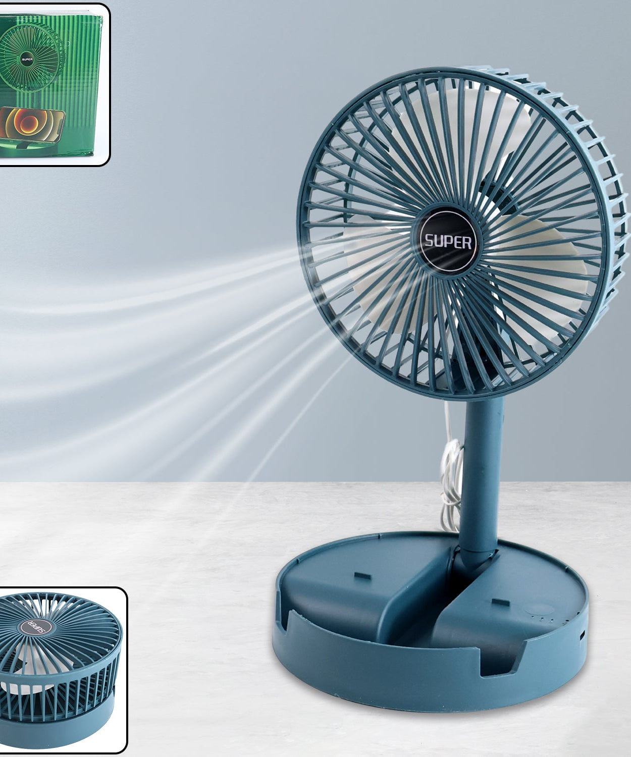 Adjustable Portable Desktop Fan - Telescopic Silent Personal Cooling for Office & Travel (Battery Not Include)