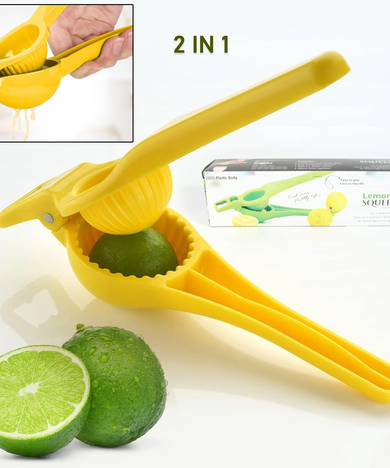 Kitchen 2 in 1 Unbreakable Lemon Squeezer and Bottle Opener (1 Pc)