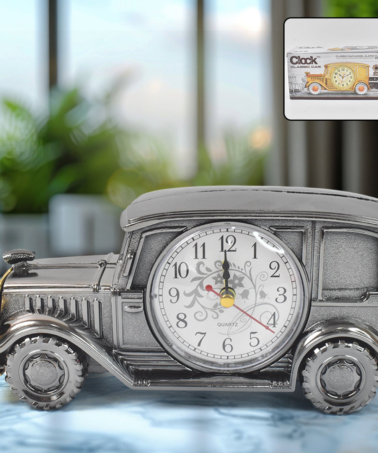 Car Model Clocks, Pen Holder Function ABS Material Alarm Clock for Office Desk for Bedroom