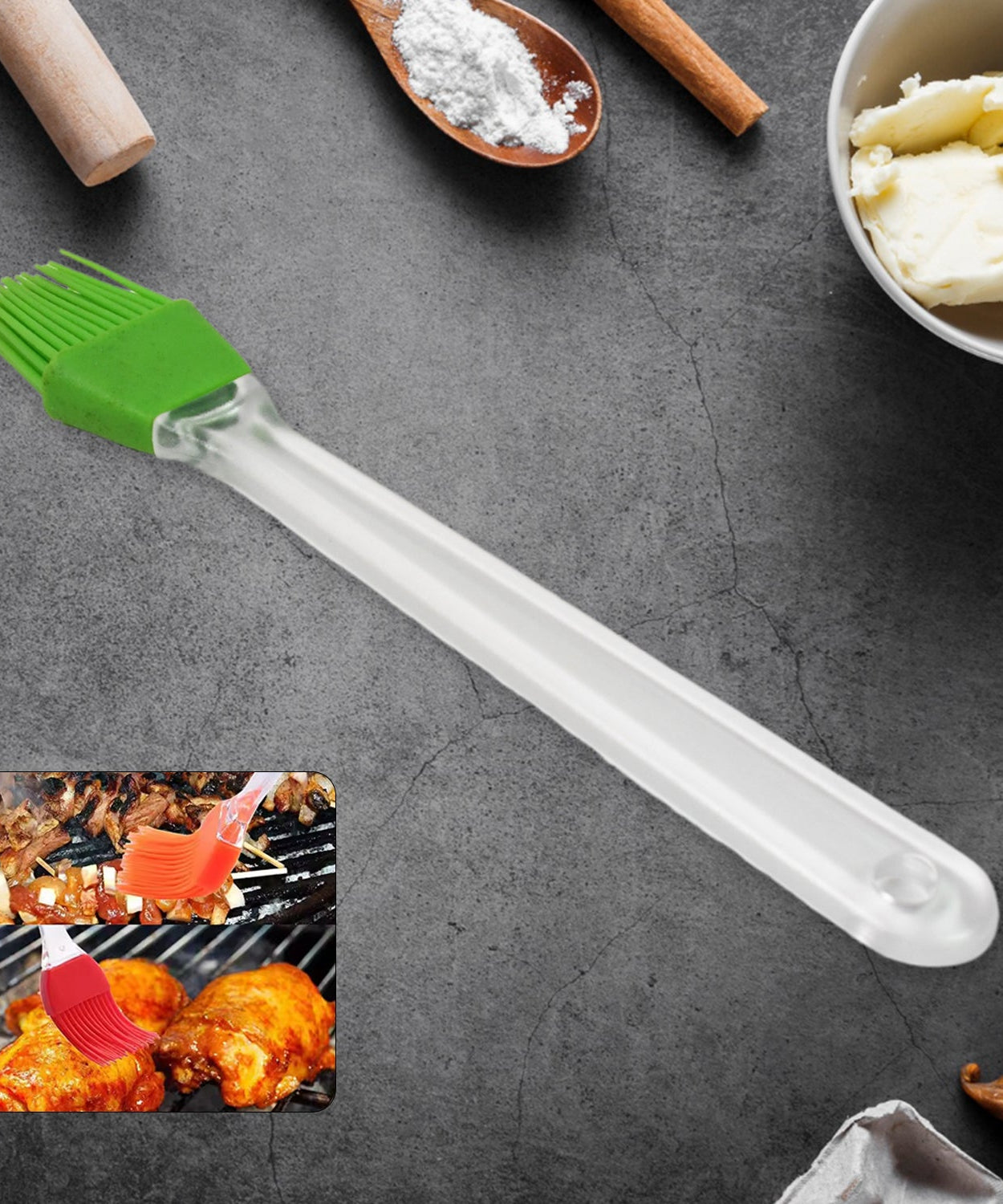 Silicone Spatula and Pastry Brush Special Brush for Kitchen Use (1 Pc / 23 Cm)