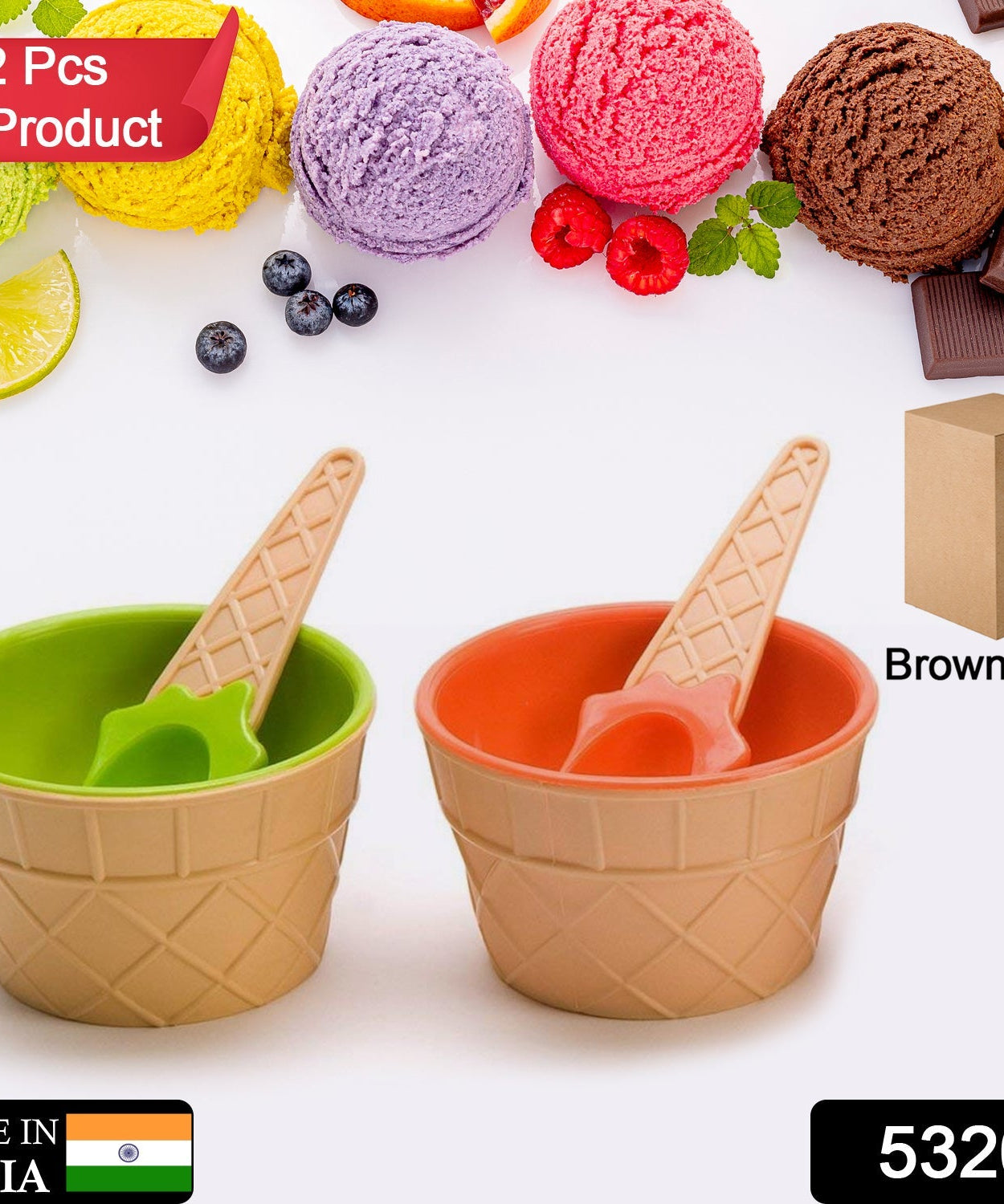 Ice cream bowl set with spoons