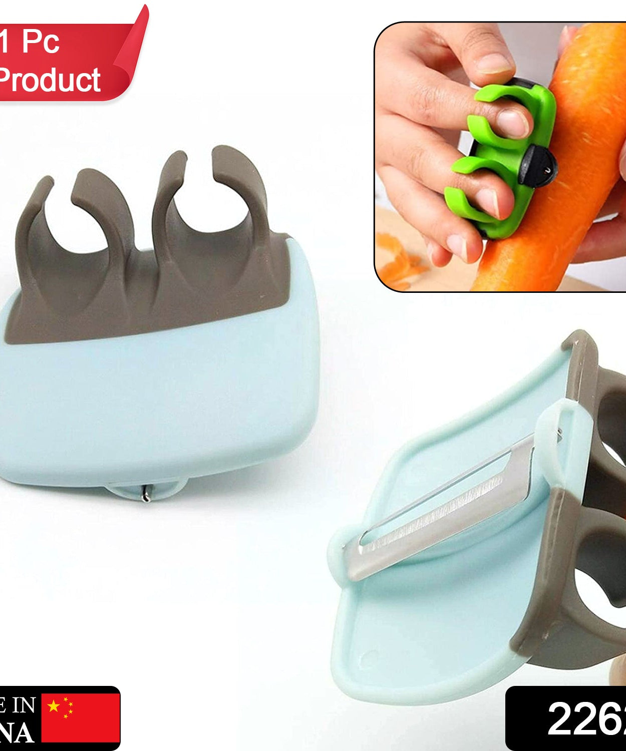 Compact hand peeler for fruits and vegetables.
