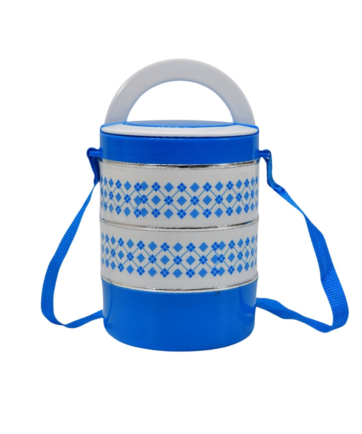 3 layer Adjustable Insulated Tiffin Set of 1, Blue 3 Containers Lunch Box