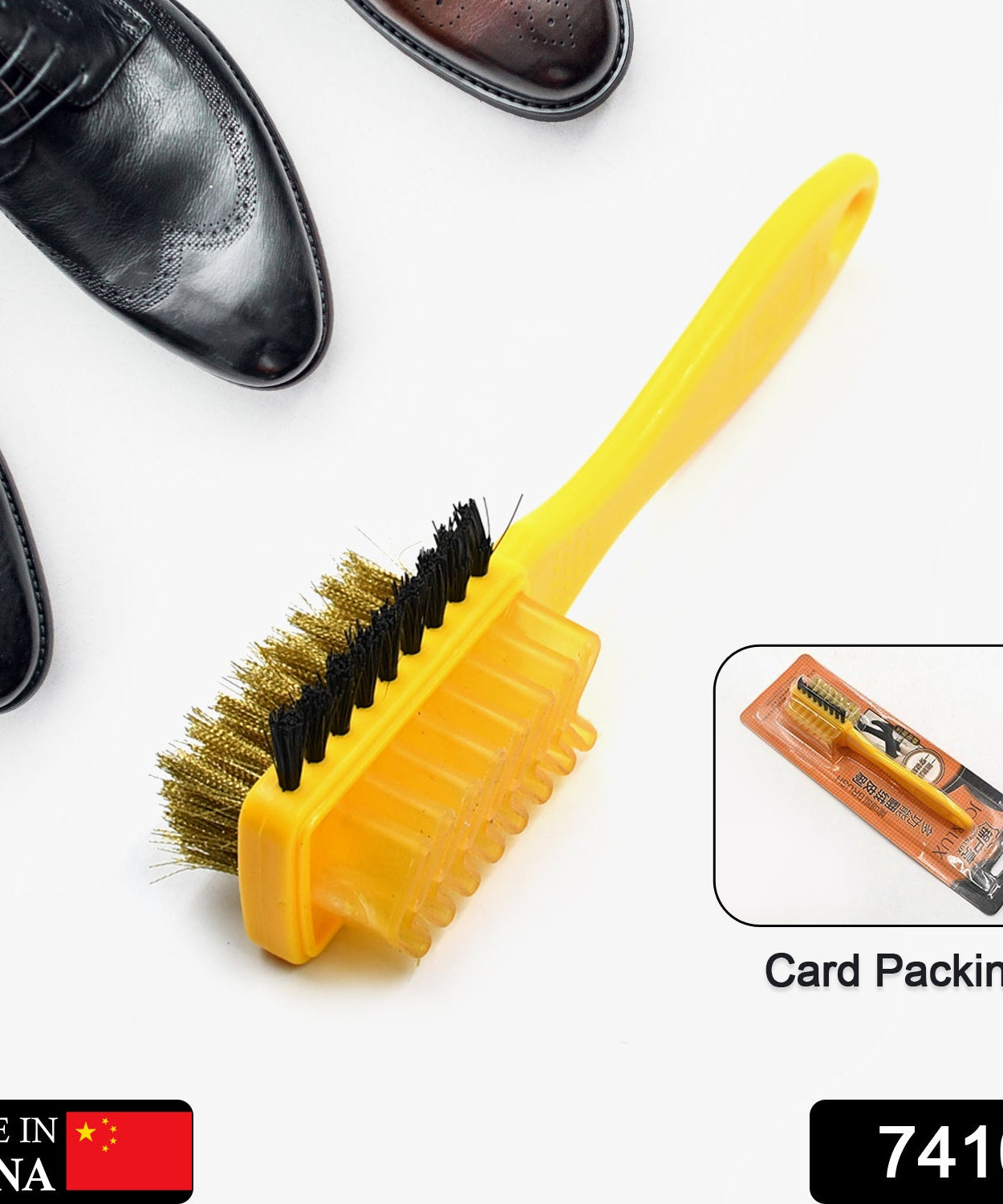Multifunctional shoe brush with three sides, suitable for home use on suede and rubber shoes.