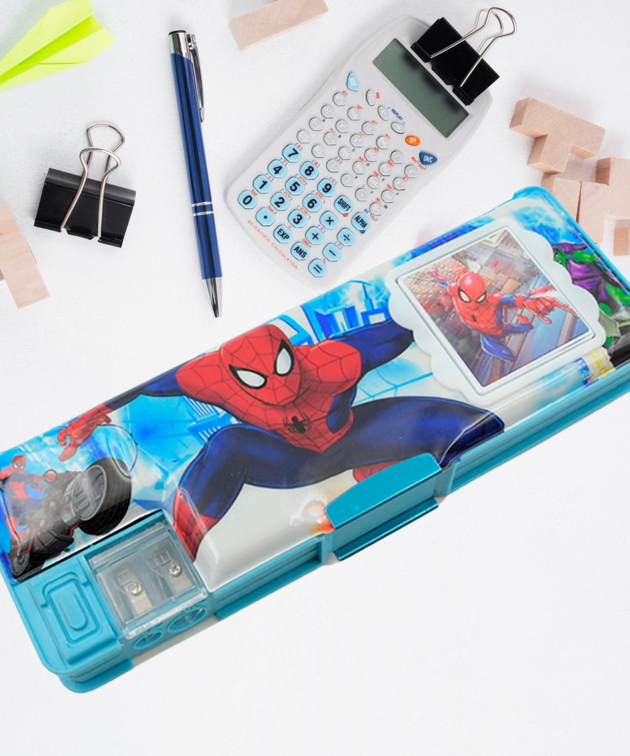Cartoon Multi-functional Geometry Box with Calculator & Double Sharpener
