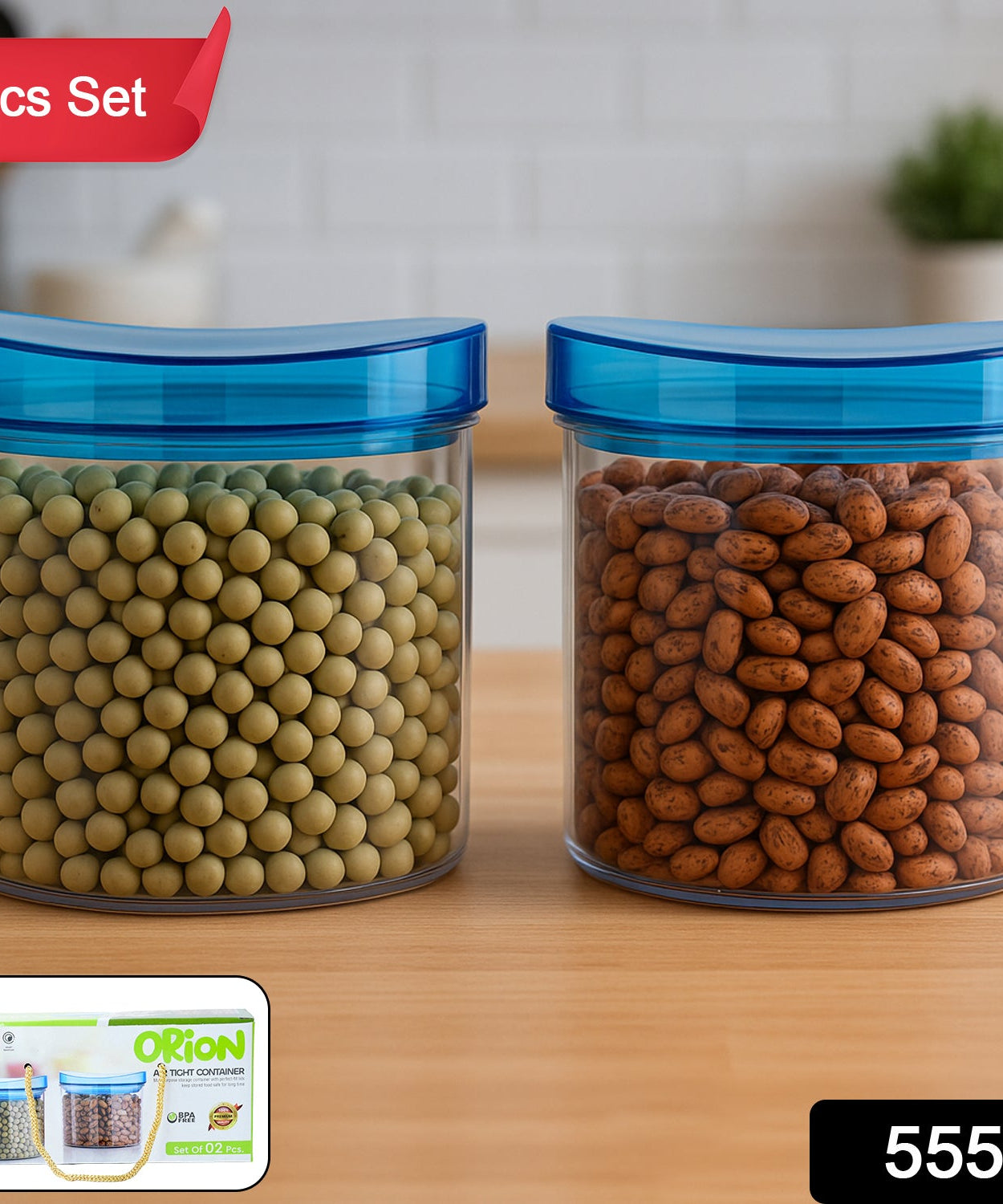 Air Tight & Unbreakable Kitchen Jar Set Food Storage Containers for Dry Fruits, Spices, Snacks, Pulses (2 Pcs Set)