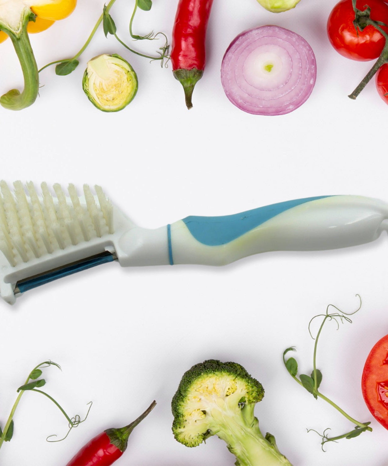 Multipurpose Peeler Brush – Stainless Steel Peeler with Cleaning Brush (1 Pc)