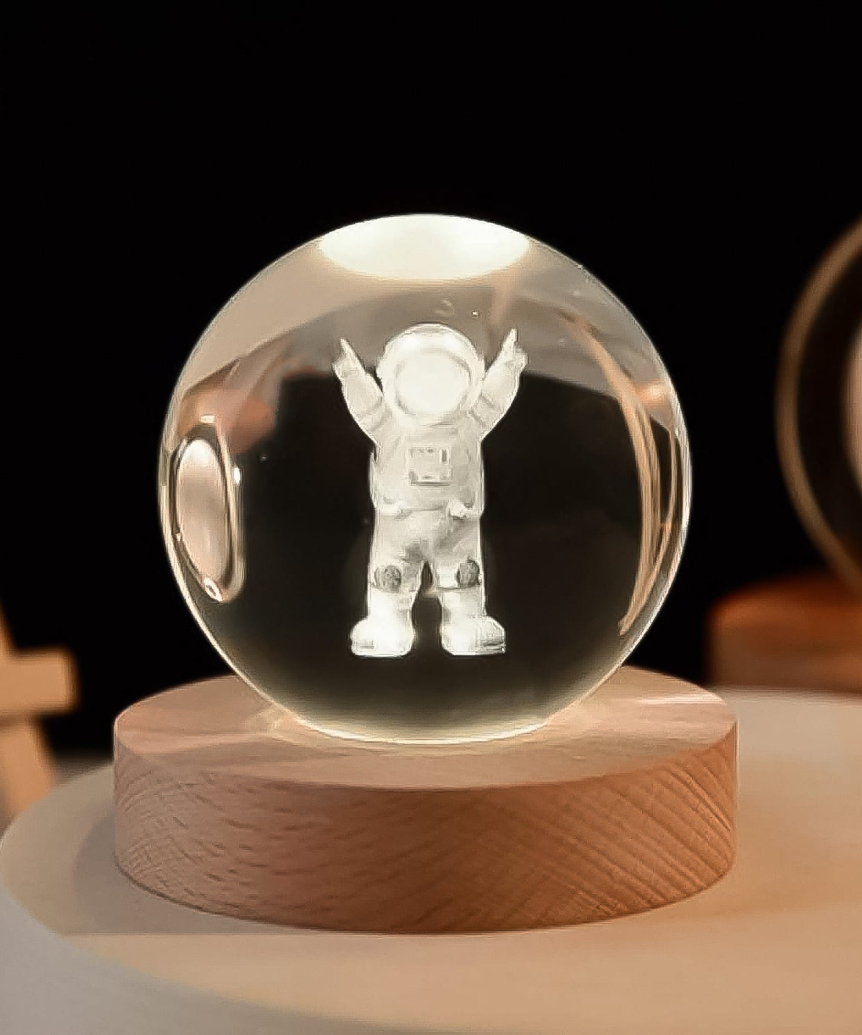 Moon 3D Crystal Ball Lamps with Base For Bedroom 3D Lamps (1 Pc)