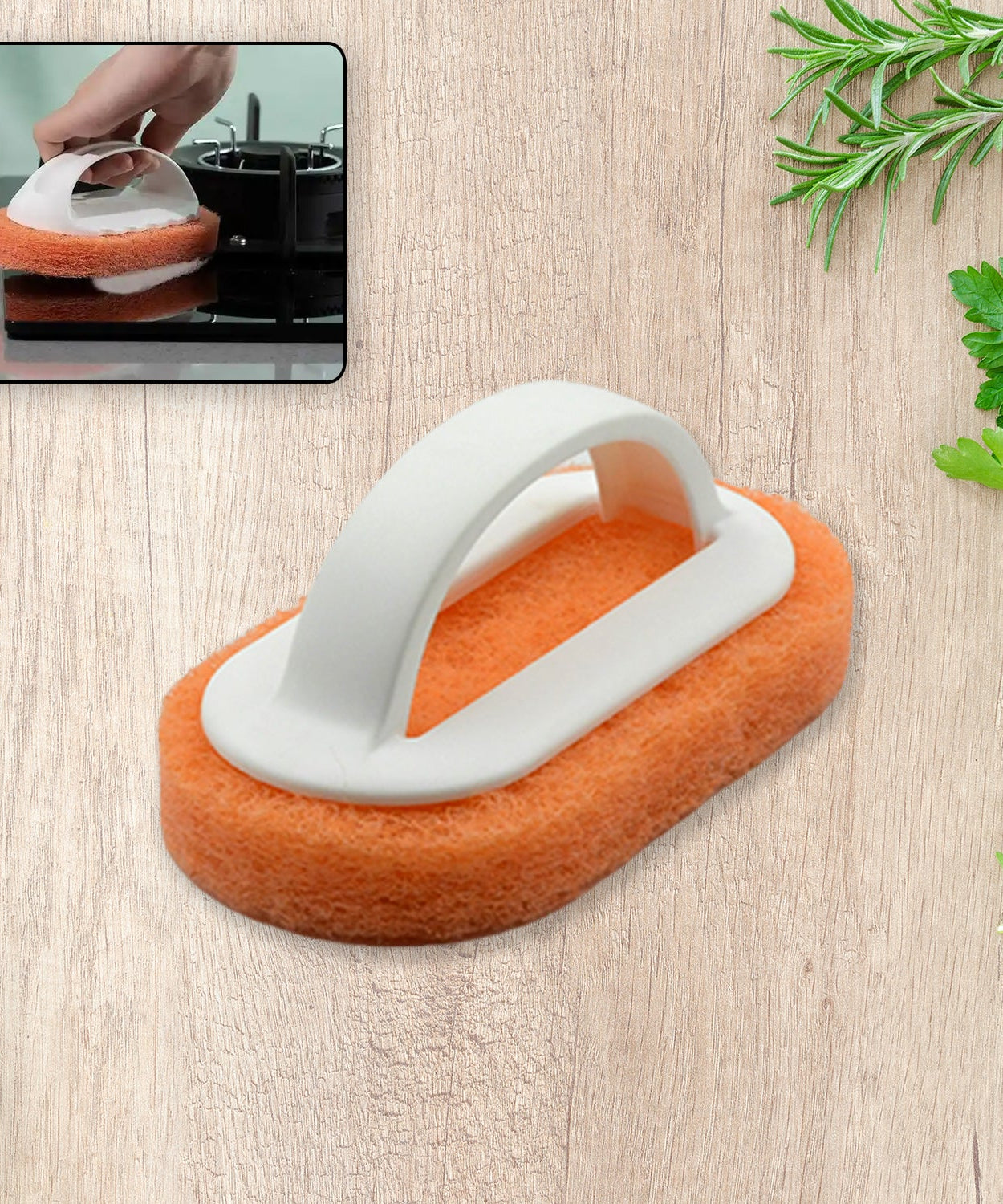 Kitchen pot brush with handle, reusable and washable