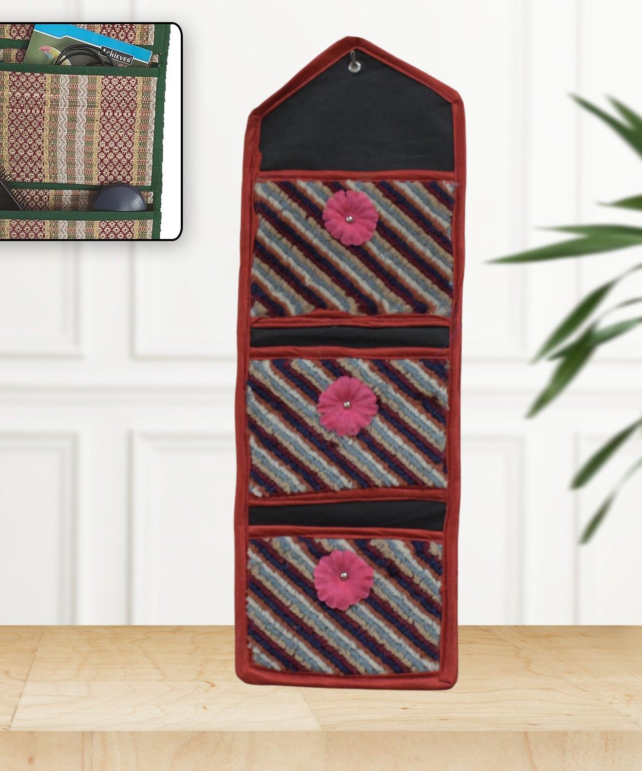 Foldable Hanging Organizer with 3 Pockets - Wall Hanging Letter Holder