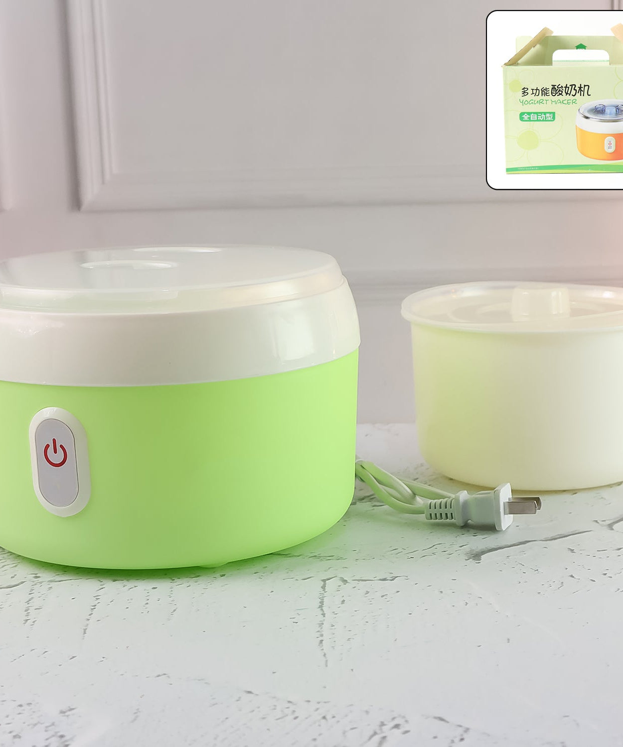 Green Electric Yogurt Maker used in all kinds of household and kitchen places for making yoghurt.