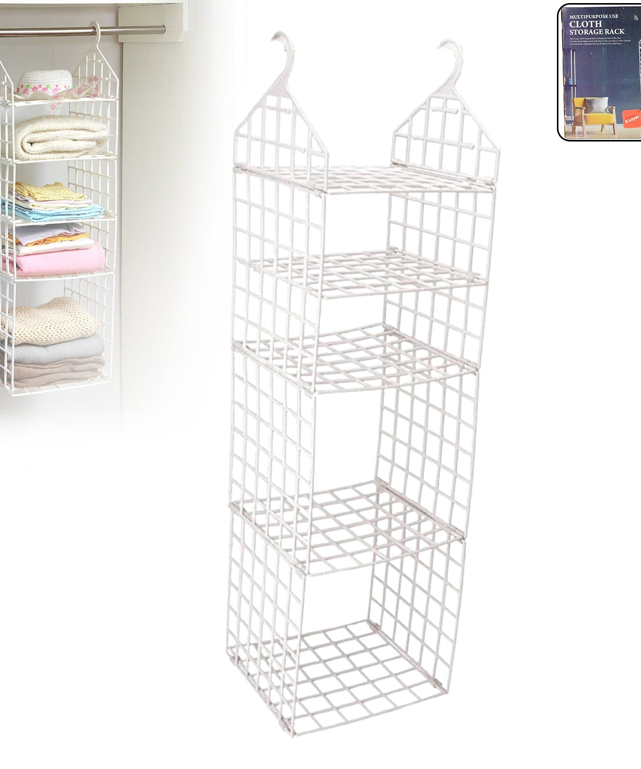 MULTIPURPOSE 5 LAYER FOLDING CLOTHES STORAGE RACKS||CLOSET FOR STUDENTS WARDROBE SHELVES SOCKS, SCARF, T-SHIRT, ETC||HANGING ORGANIZER STORAGE HOLDERS & RACKS