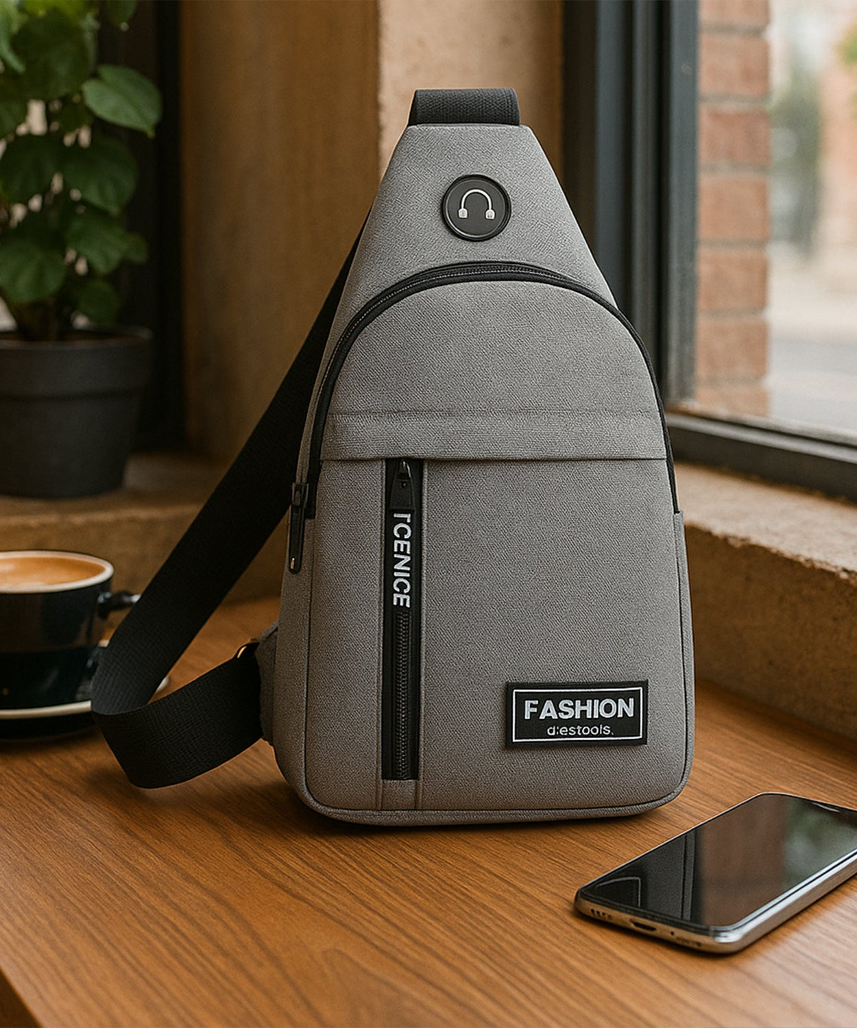 Waterproof Anti Theft Cross-body fanny pack waist bag, Shoulder Bags Chest Men Casual fashion USB Charging earphone hook Sling Travel Bag (1 Pc)