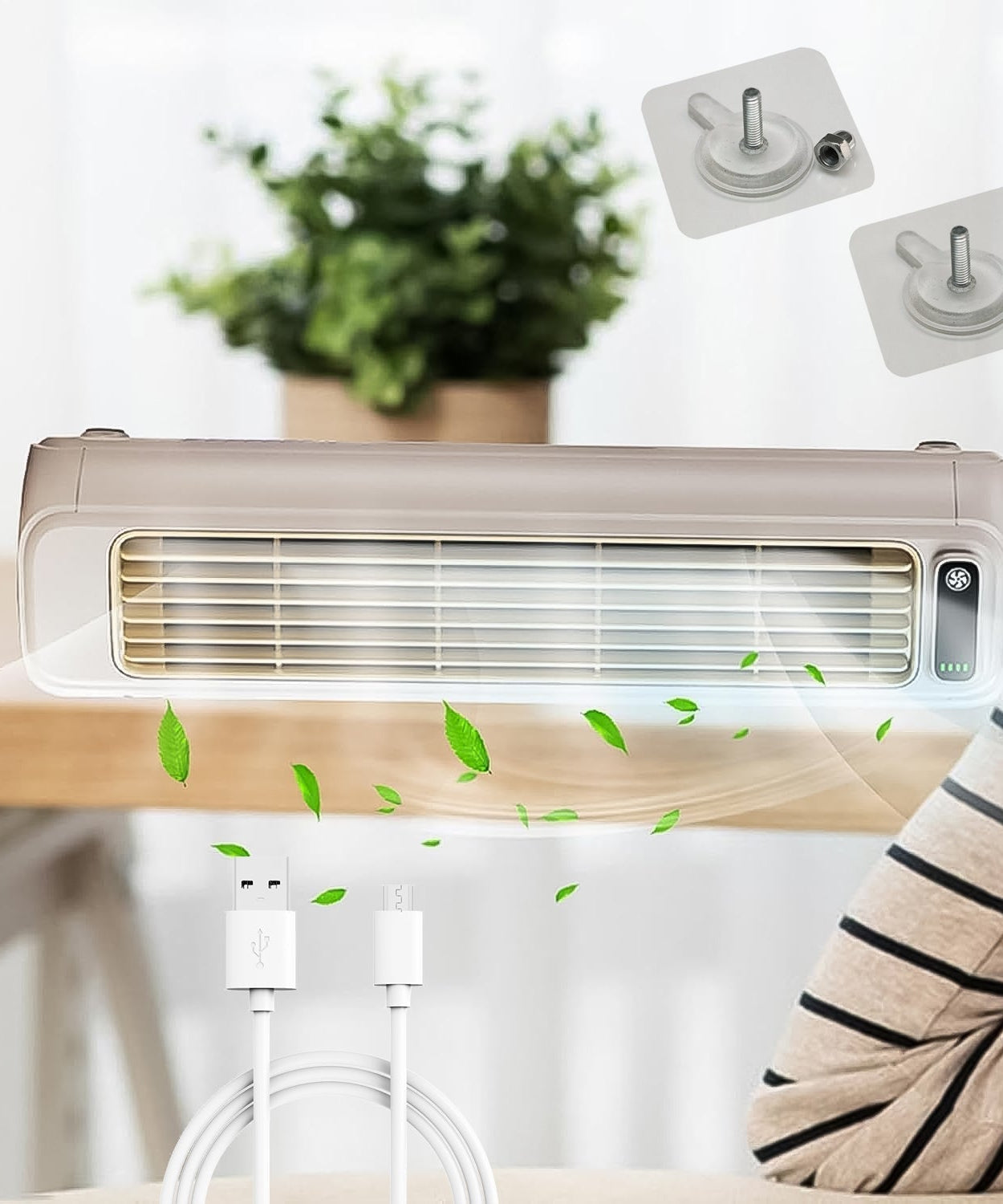 Portable Air Conditioning Cooling Fan (1 Pc / With 2 Pc Adhesive Hook)