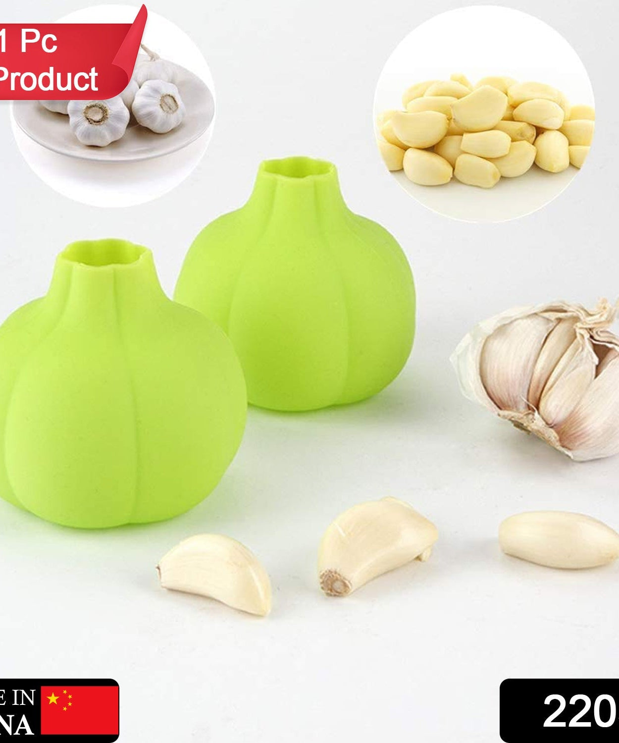 Manual garlic peeler with silicone material.