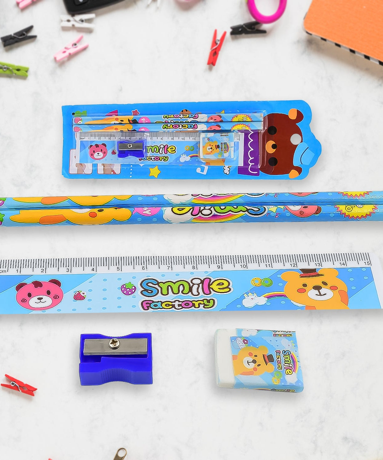 Cartoon-themed wooden pencil set for kids
