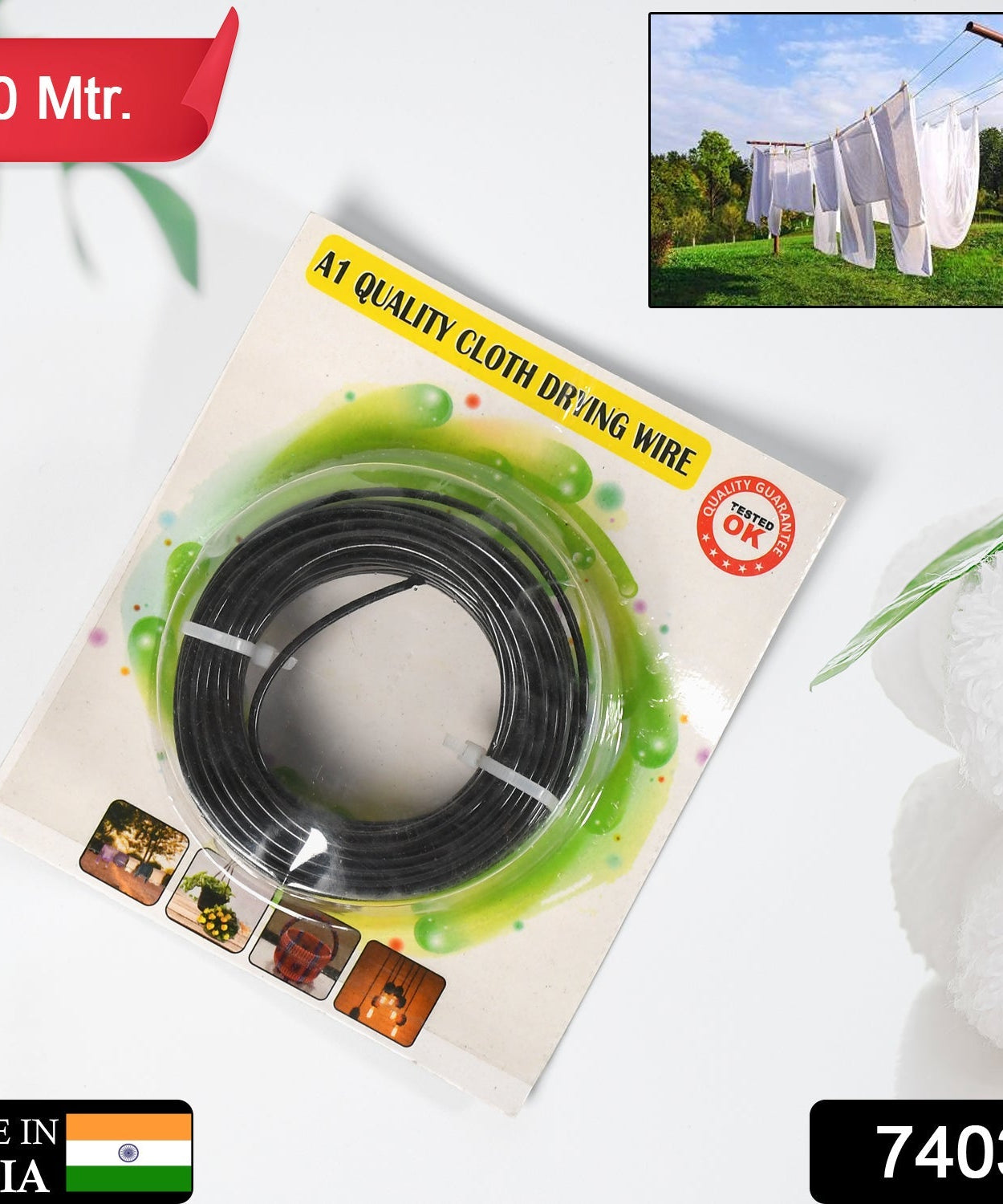 10-meter wire for drying clothes and gardening