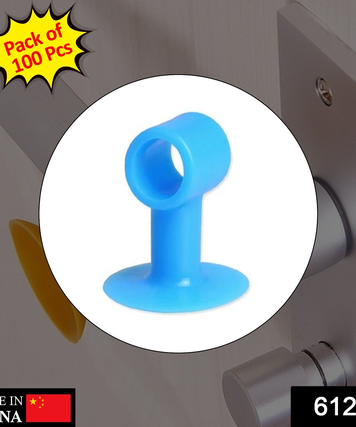 Anti-collision silicone pad for doors, pack of 100, protects walls and handles.