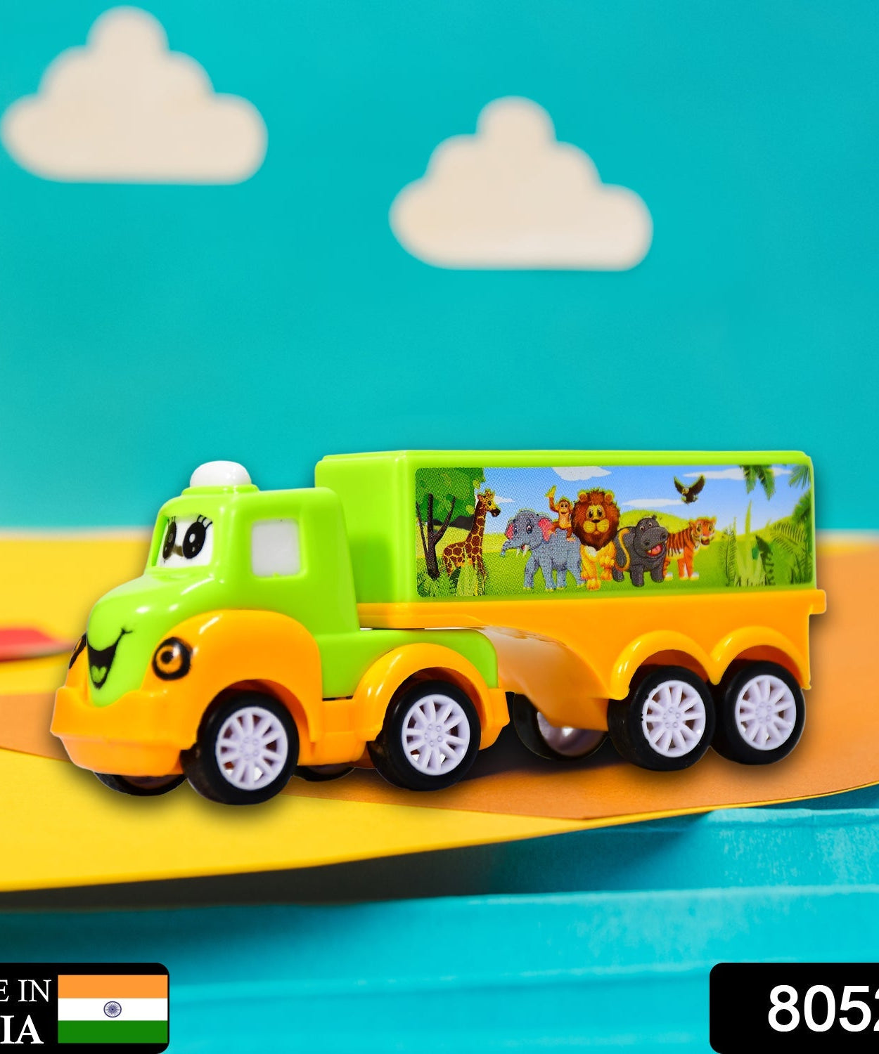 Small toy truck in green and yellow color