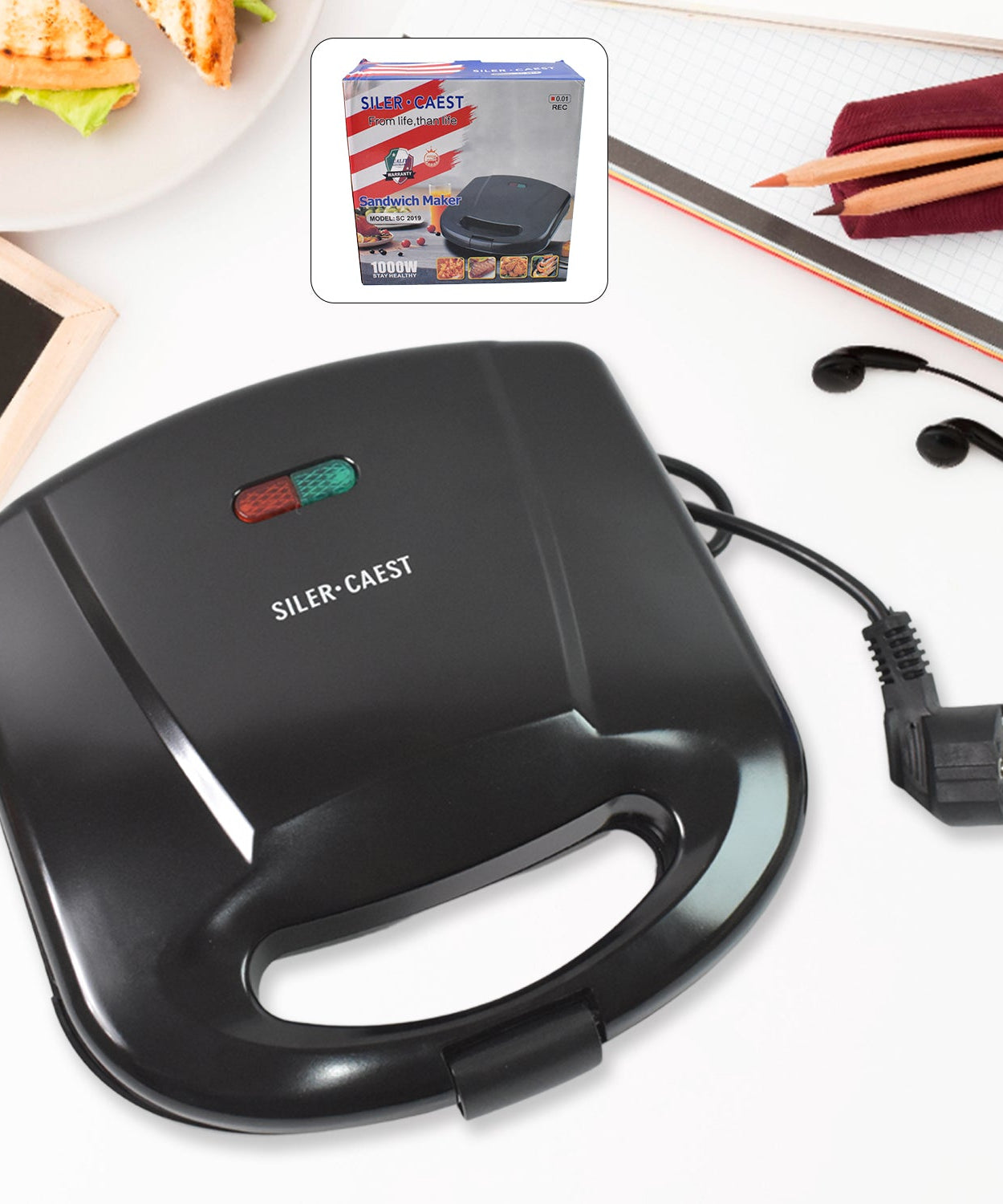 Sandwich Maker Makes Sandwich Non-Stick Plates| Easy to Use with Indicator Lights Sandwich toaster