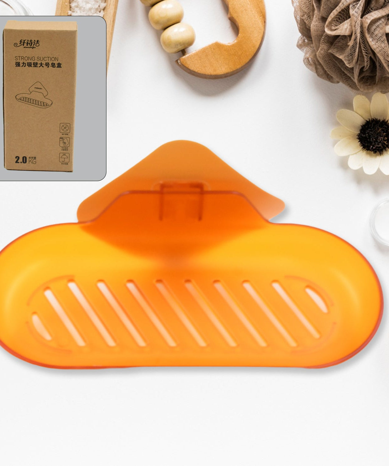 Plastic Soap Dish Holder for Bathroom Shower Wall Mounted Self Adhesive Soap Holder Saver Tray-Plastic Sponge Holder for Kitchen Storage Rack Soap Box, Bathroom ,Sabudani (1 Pc)