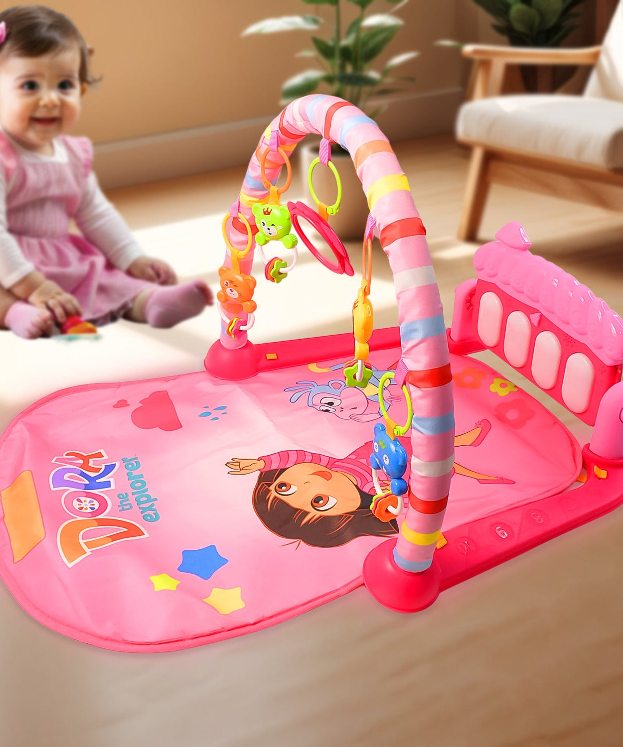 2in1 Baby Kick and Play Piano Gym Mat & Fitness Rack (1 Set)