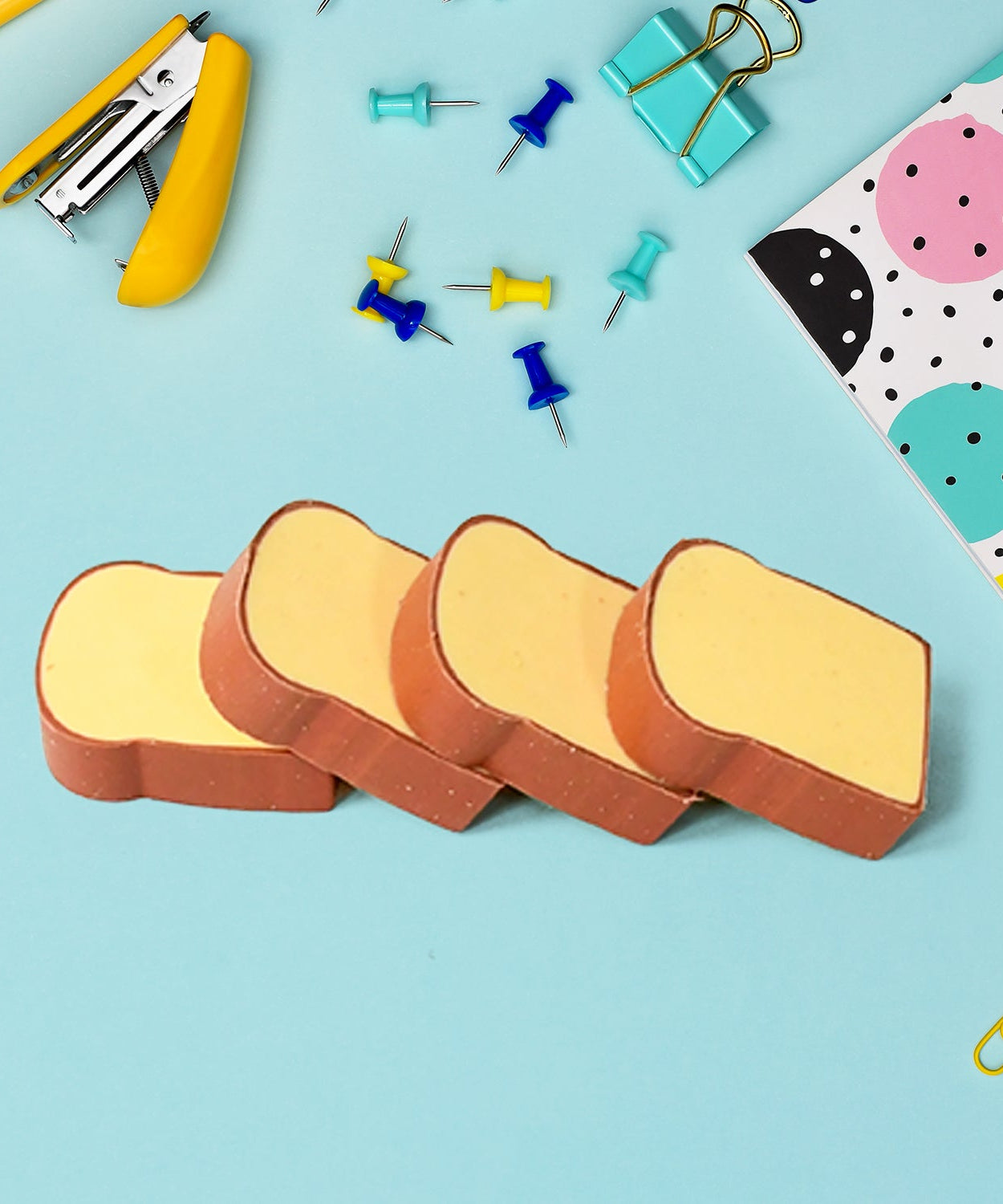 3D Toast Bread Shape Eraser for Kids, Cartoons Erasers Toast Bread Erasers Bread Shaped Eraser for Students, Gift, Cute Fun Food Erasers for School Classroom, Stationery for Boys & Girls (4 Pcs Set)