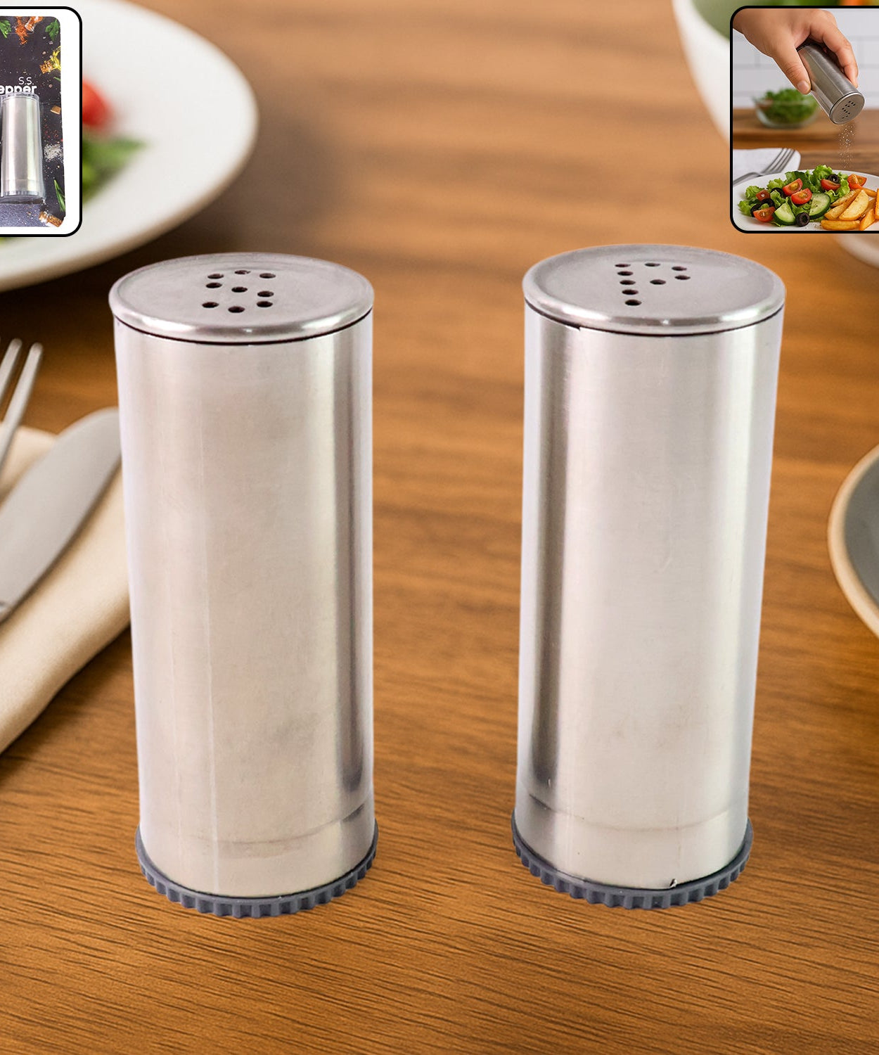 Stainless Steel Salt and Pepper Shaker Set