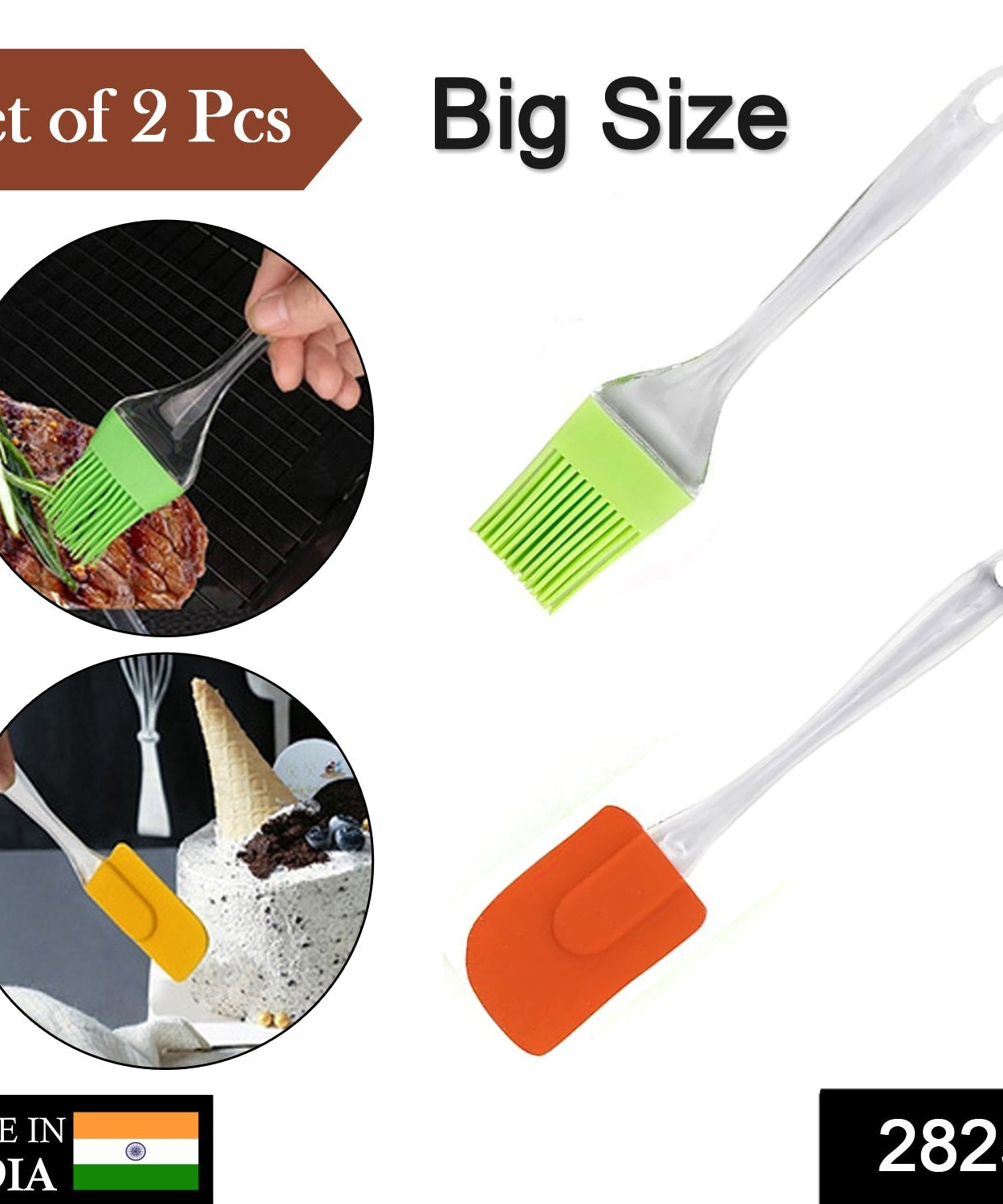 Brush and spatula set for pastry, cake decoration, and cooking