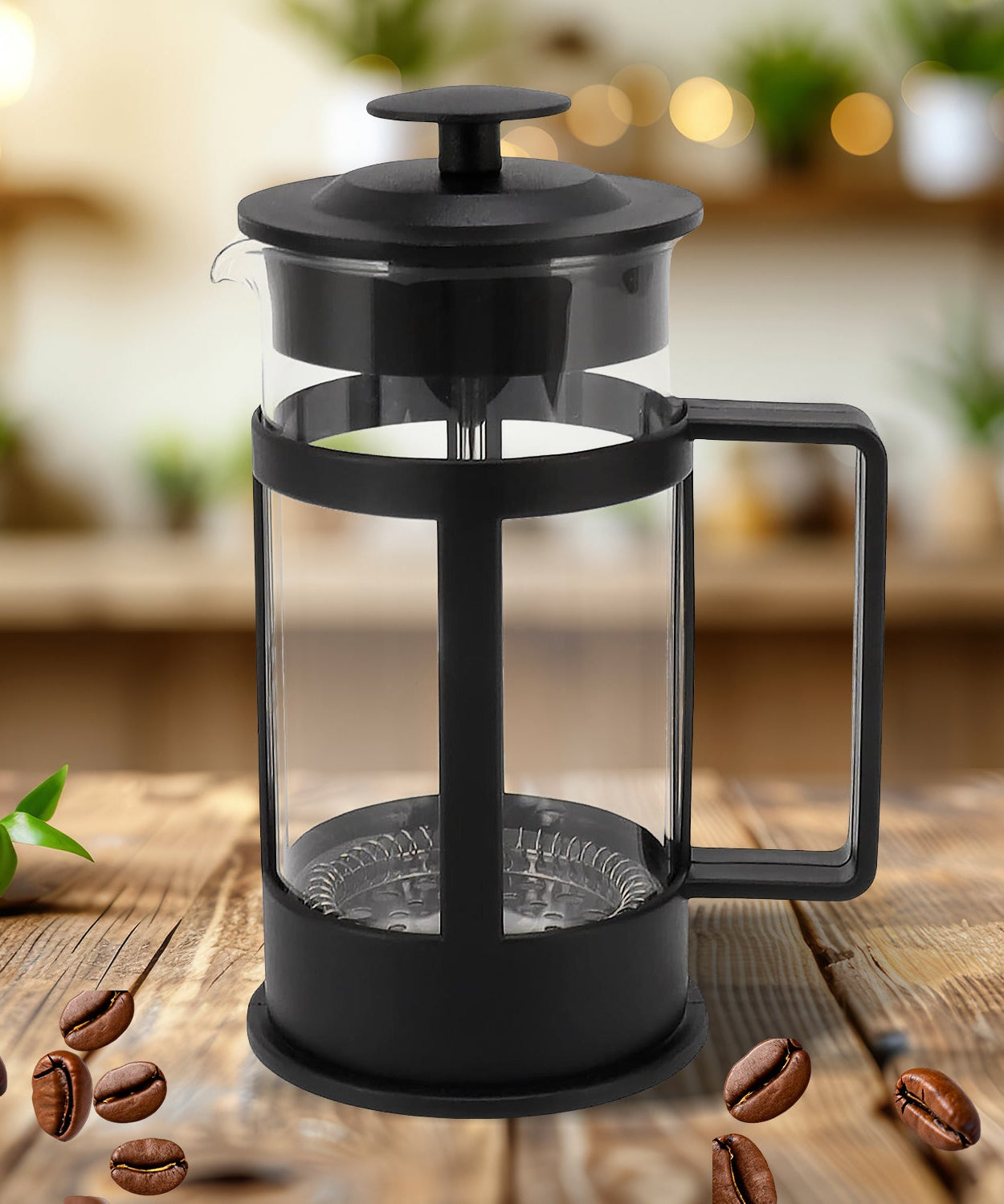 Coffee and Tea maker, Coffee Maker Glass Stainless Steel Coffee Press Glass Teapot for Camping Travel Gifts kitchen tools (Approx 350ml)