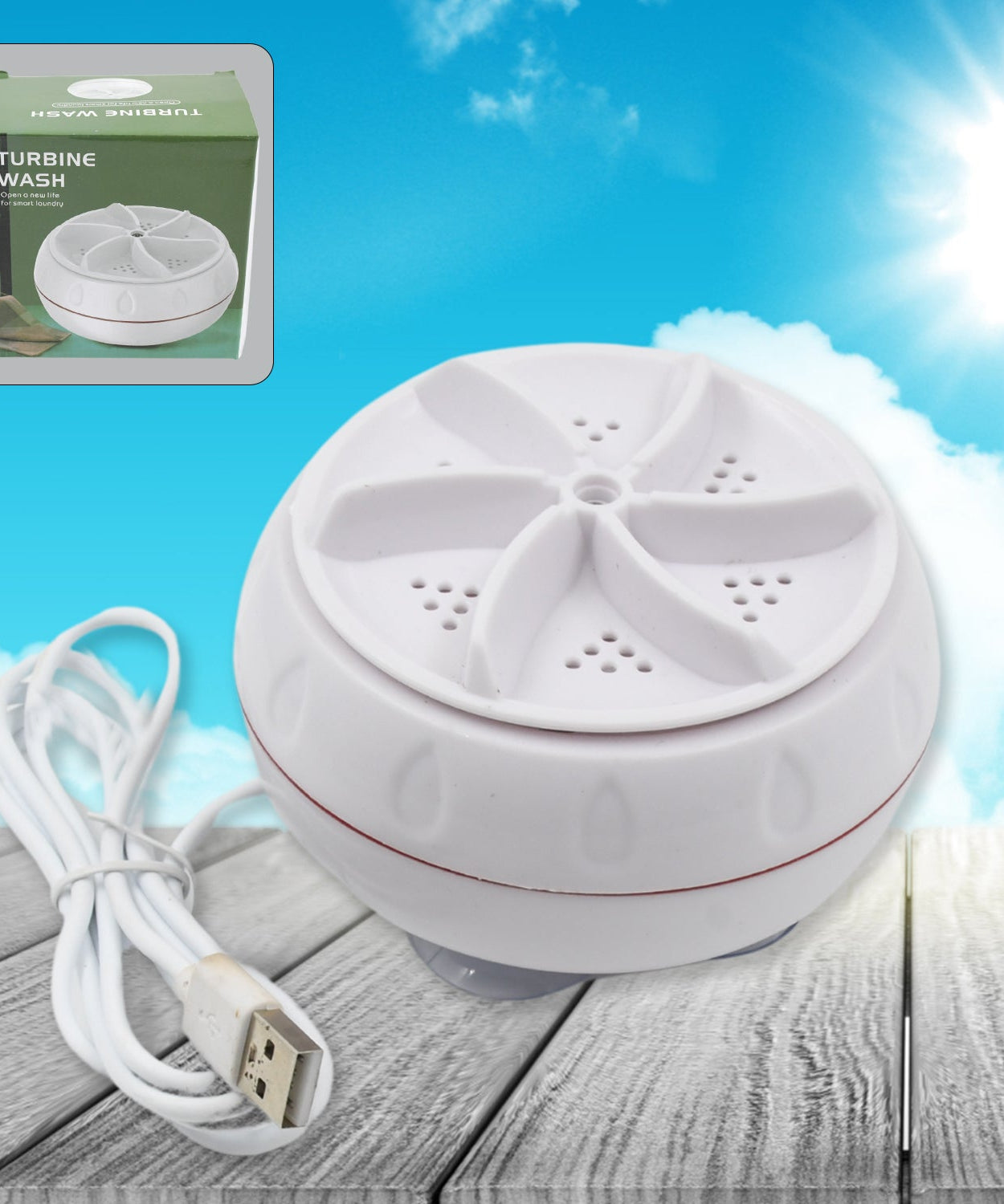 USB turbine wash used while washing cloths in all kinds of places mostly household bathrooms.