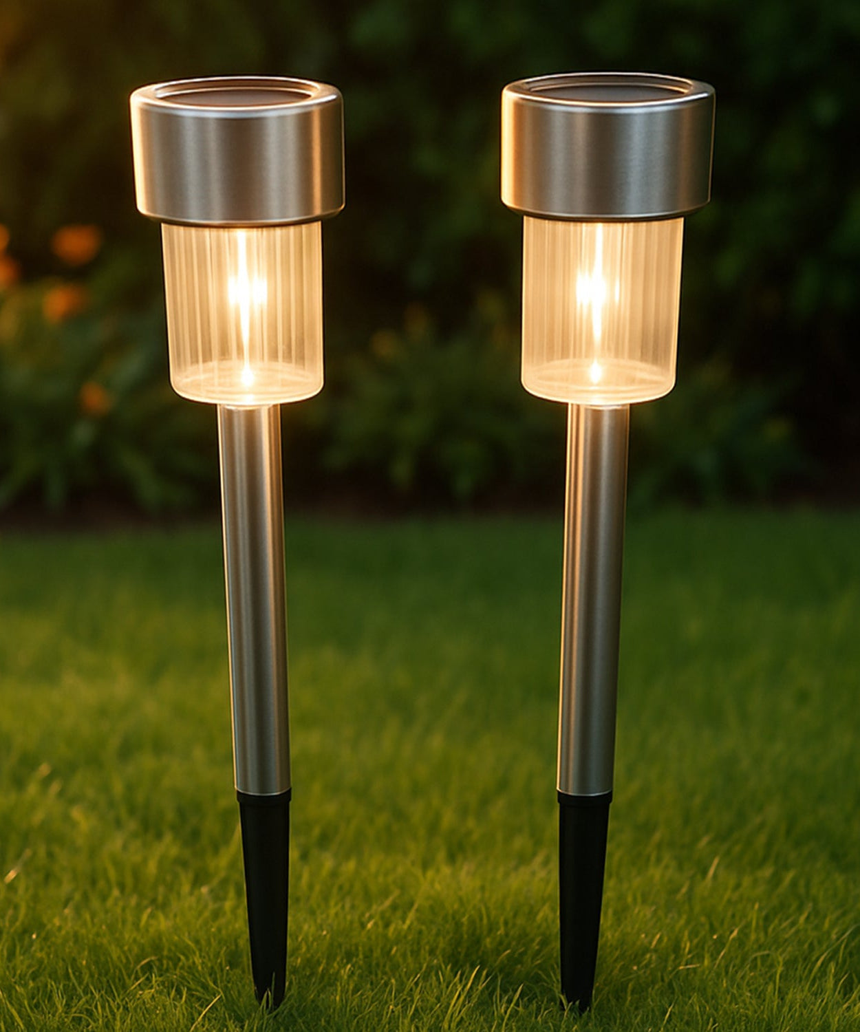 Solar-Powered Stainless Steel Garden Pathway Lights 