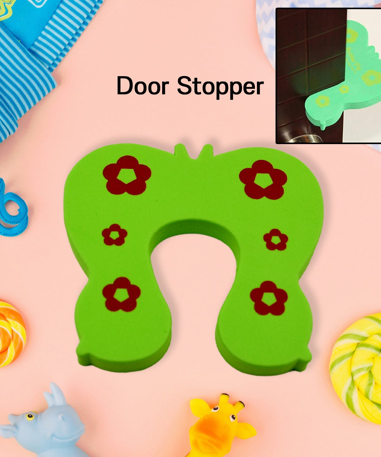 Baby safety door guard, cute animal design, protects fingers from pinching